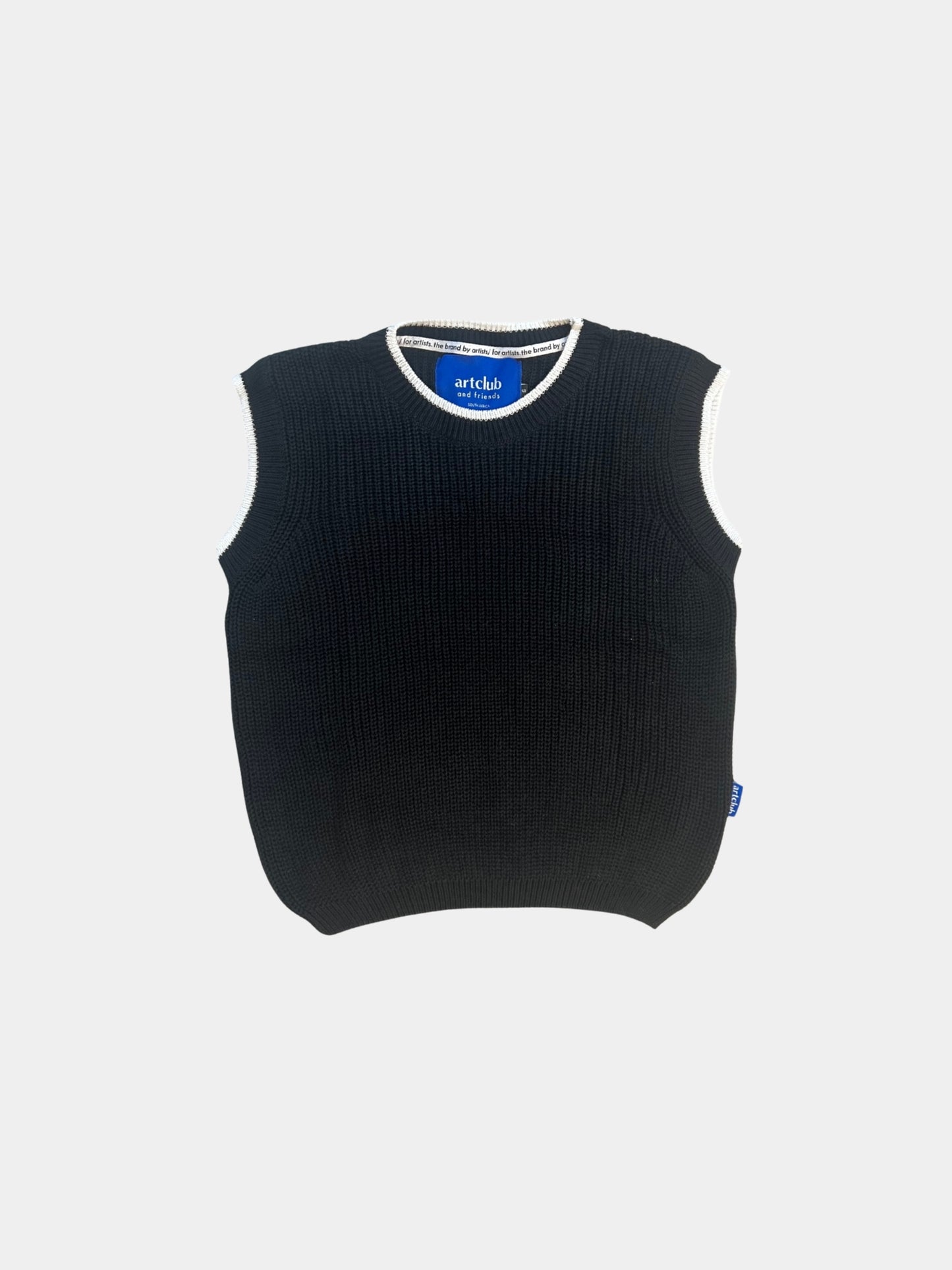 Knitwear Vest - Black with cream edge