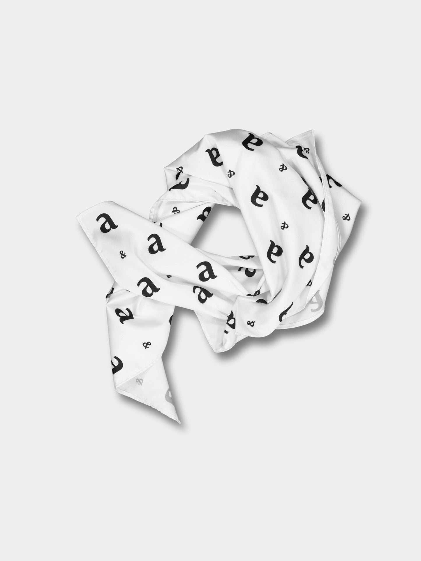 Monogram Satin Scarf - White