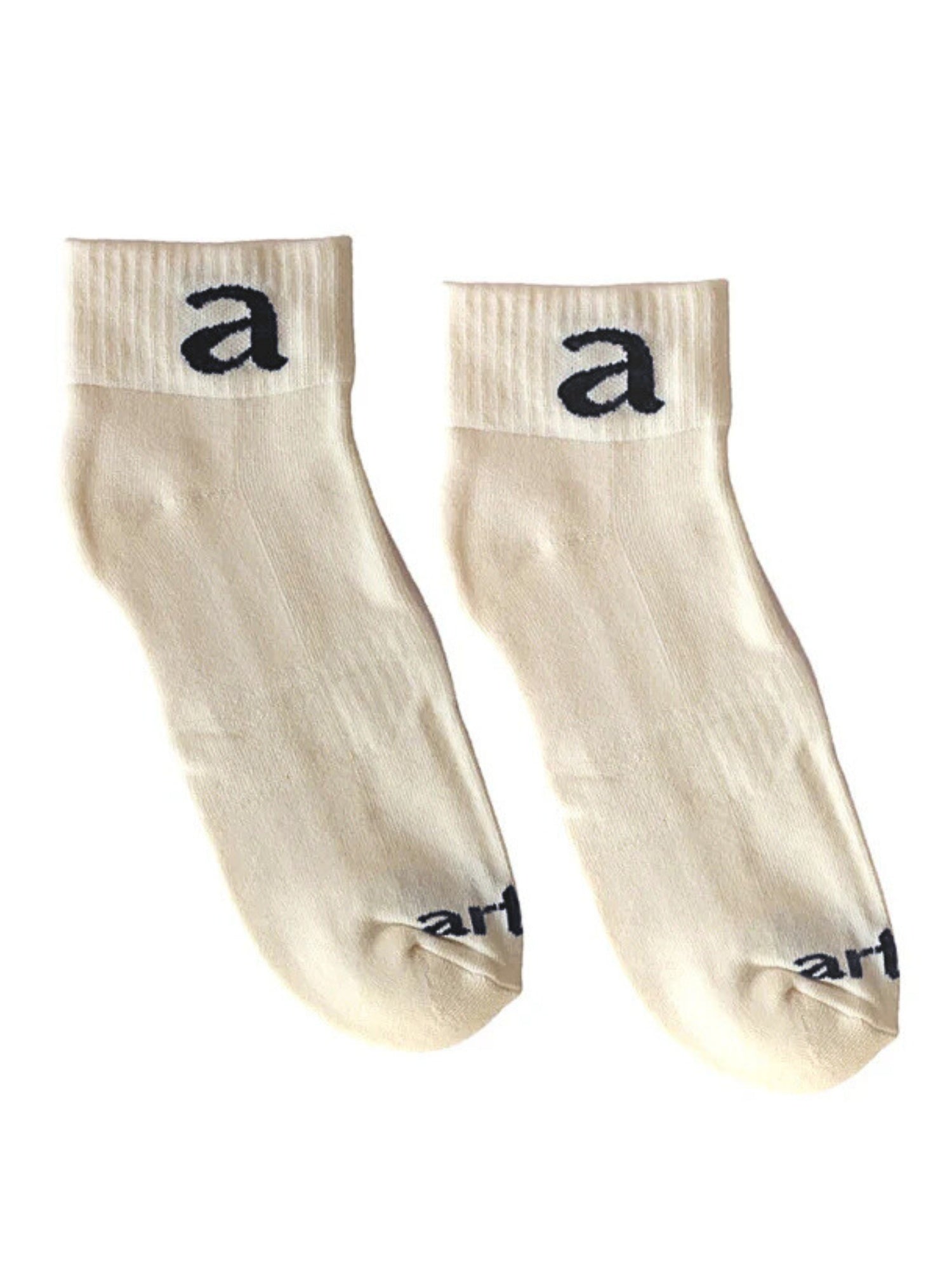 Cream Ankle Socks - Black