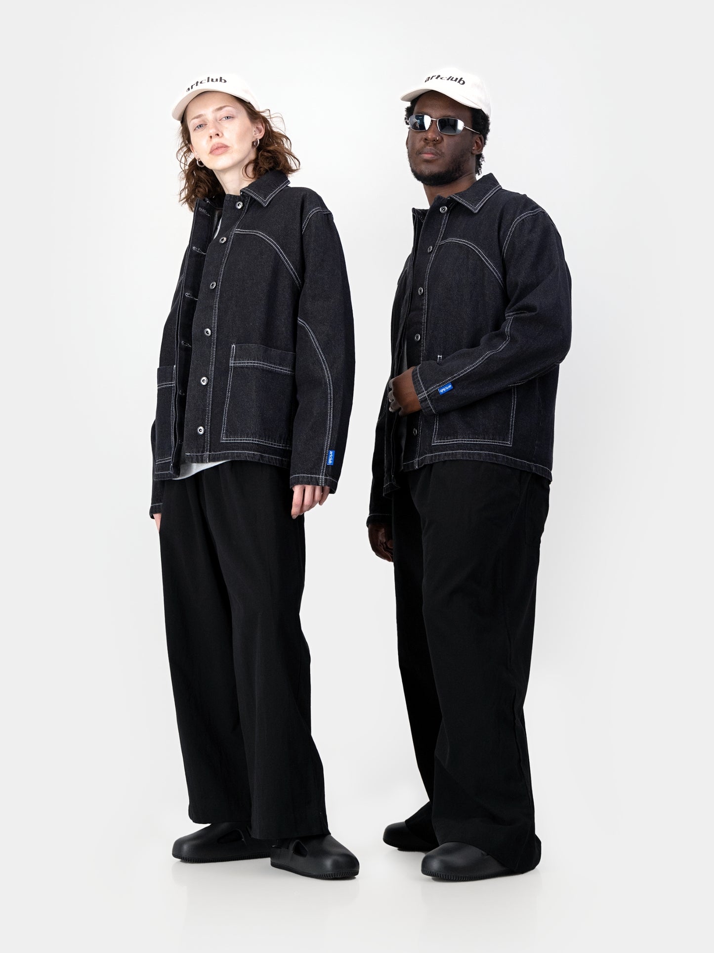 Cropped Engineered Denim Jacket - Black