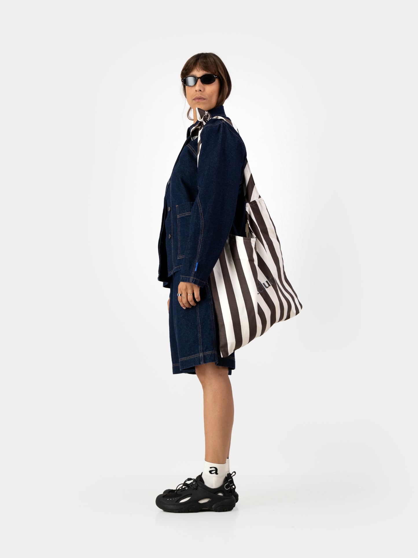 Stripe Tie Tote - Chocolate