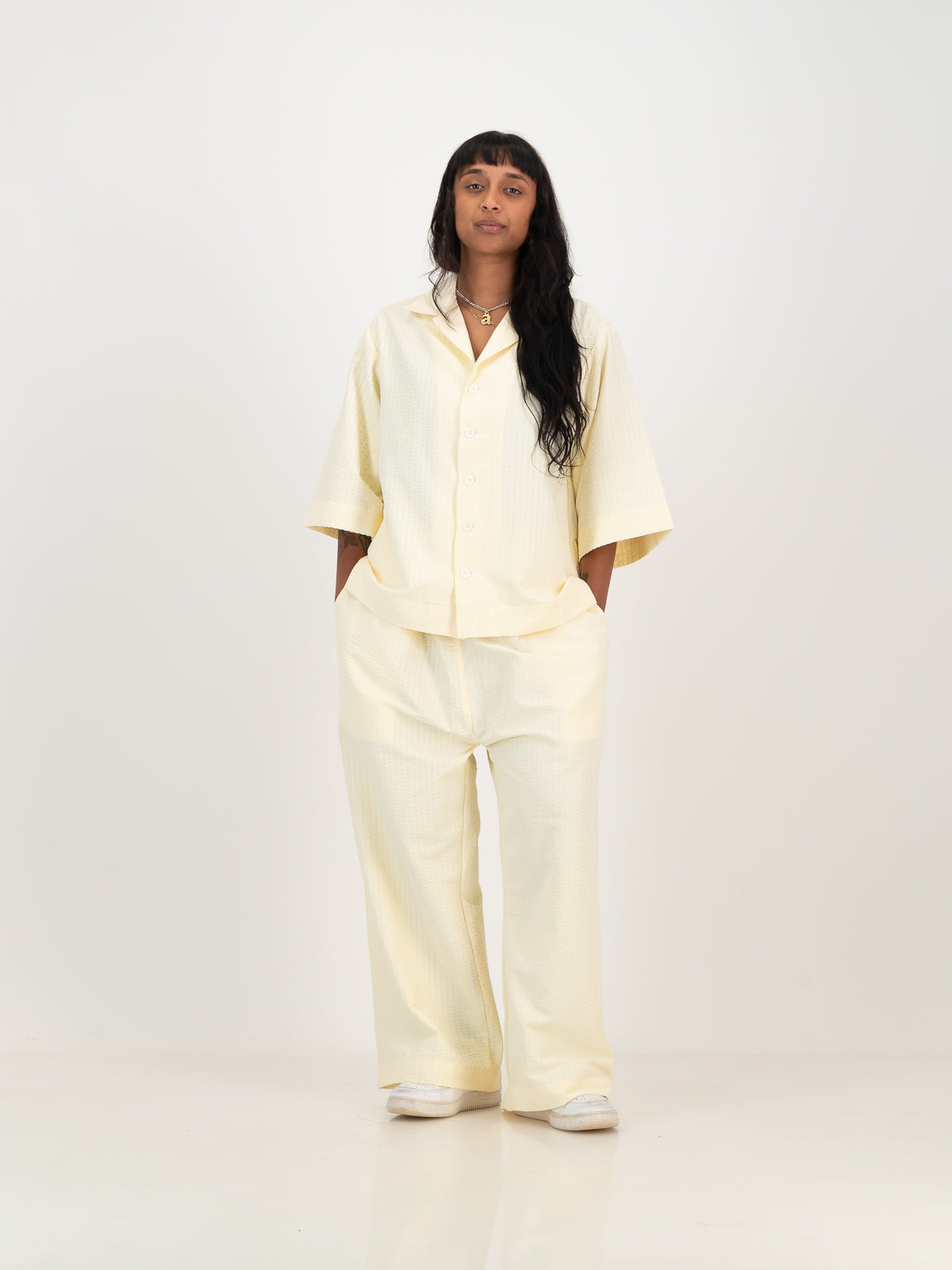 Cropped Cocoon Pants- Seersucker