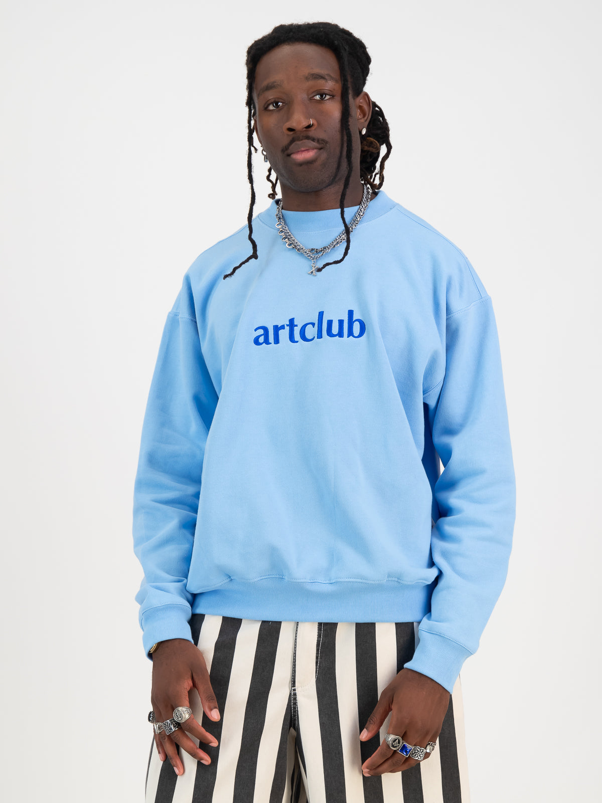 Embroidered Logo Sweater- Sky Blue