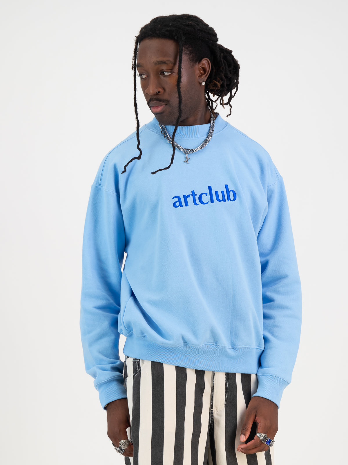 Embroidered Logo Sweater- Sky Blue