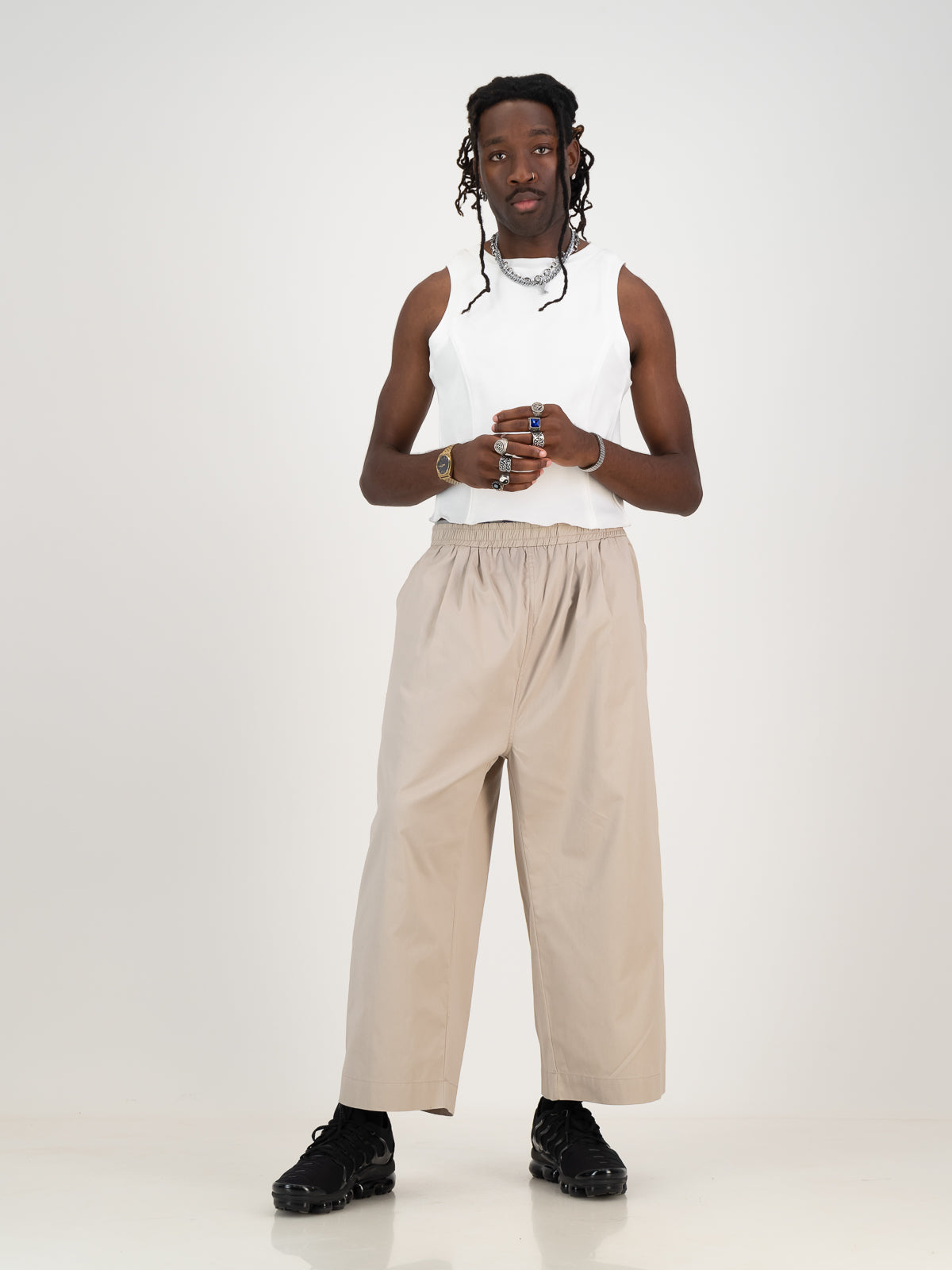 Cropped Cocoon Pants- Stone