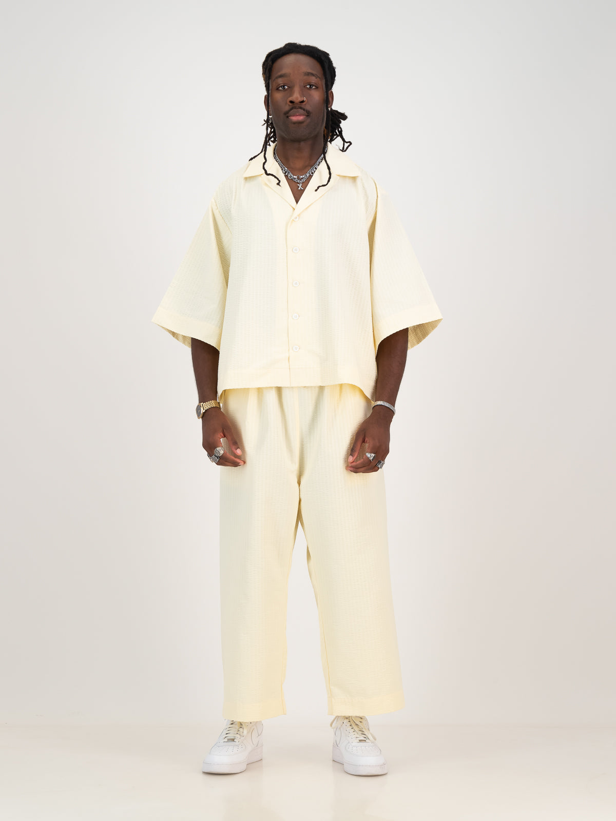 Cropped Cocoon Pants- Seersucker