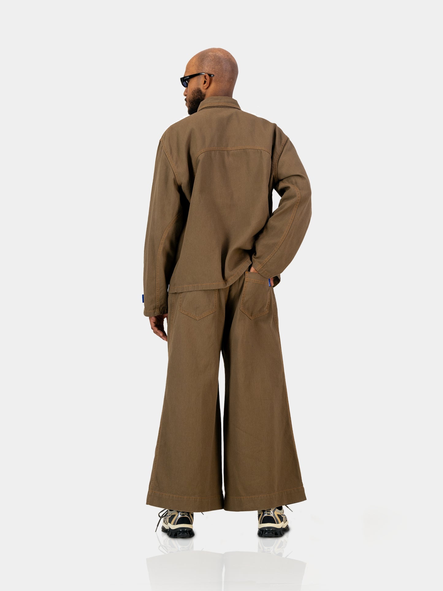 Cropped Engineered Denim Jacket - Brown