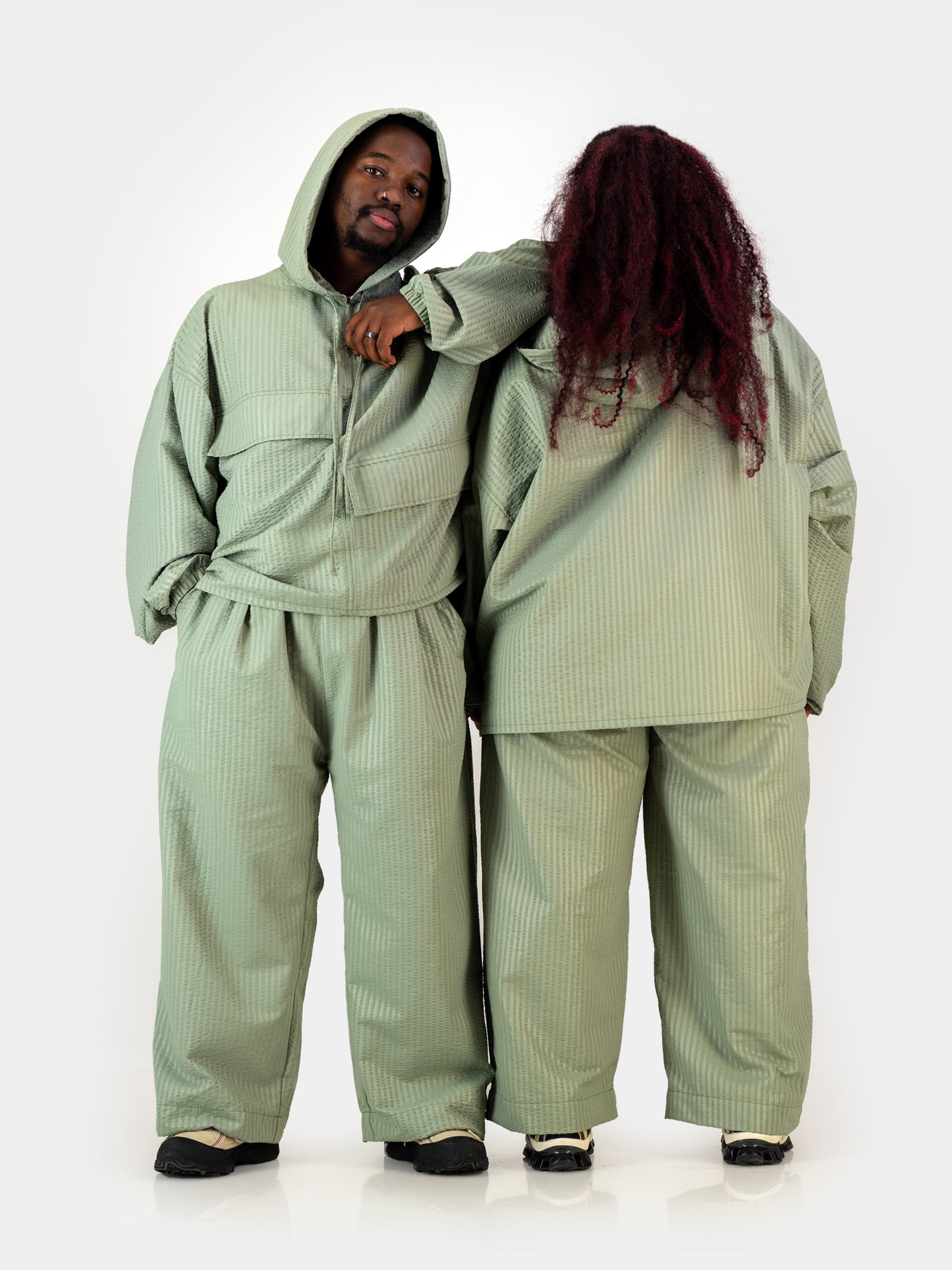 Cropped Seersucker Pants - Sage