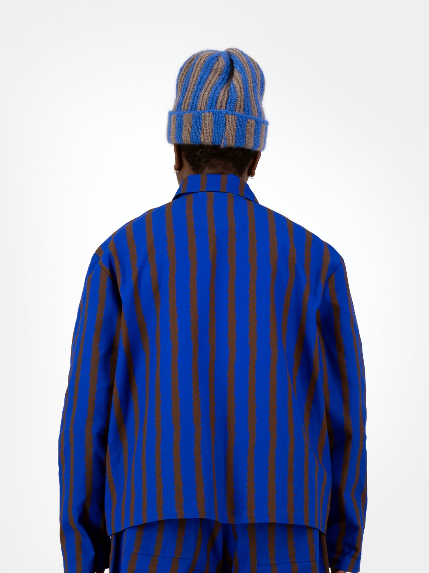 Merino Beanie - Blue and Brown