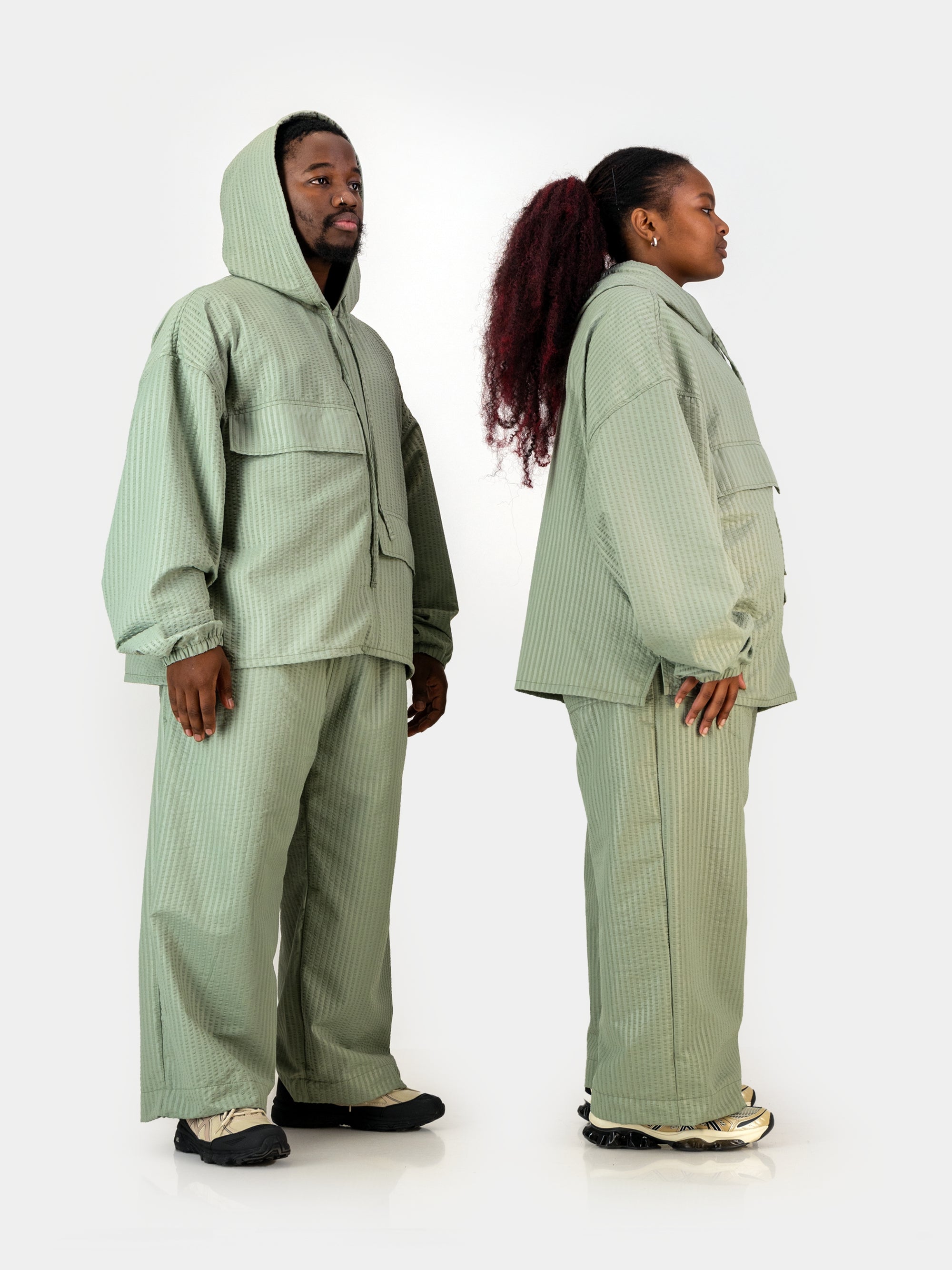 Seersucker Studio Hoodie - Sage