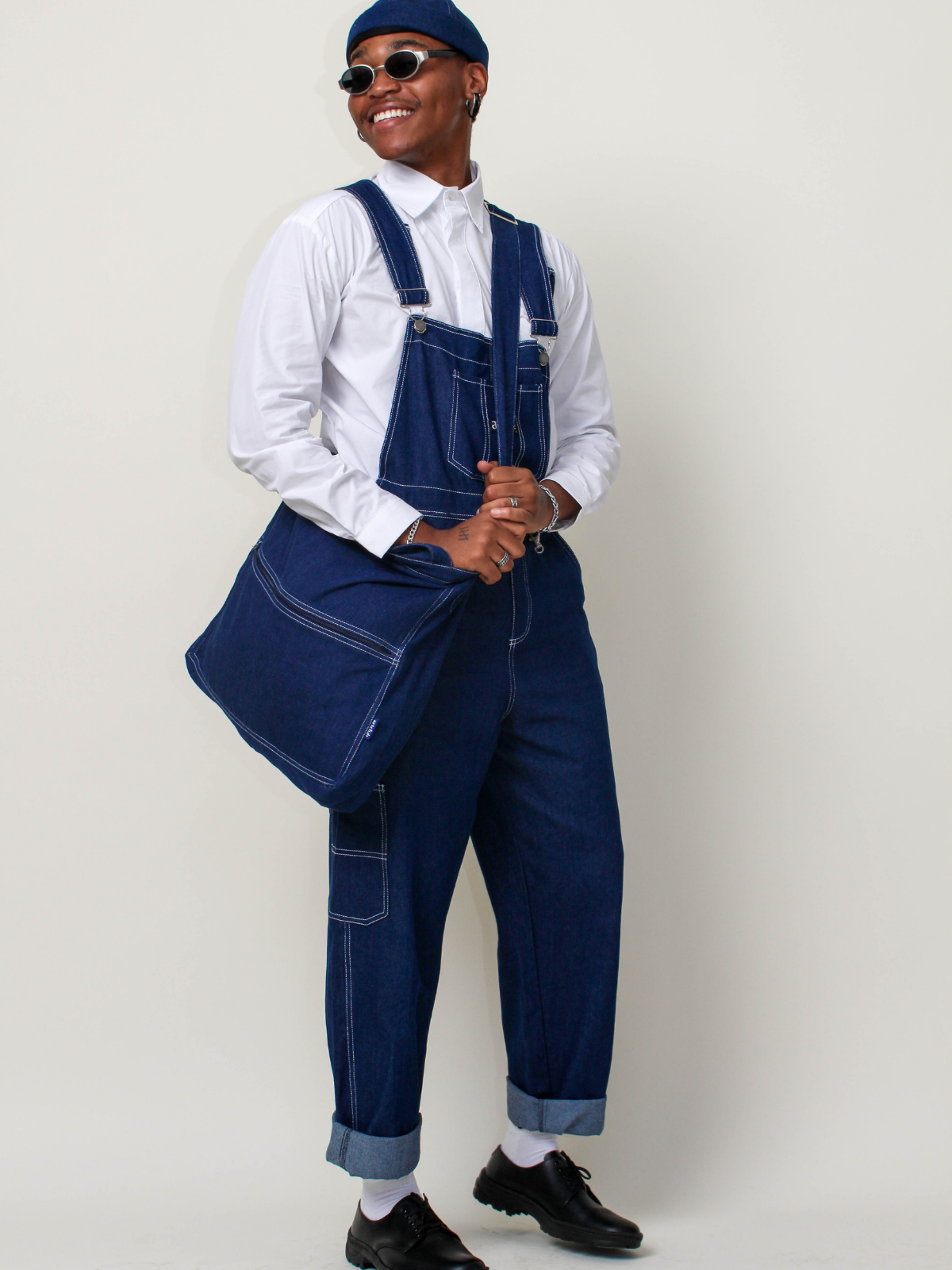 Topstitched Denim Bag