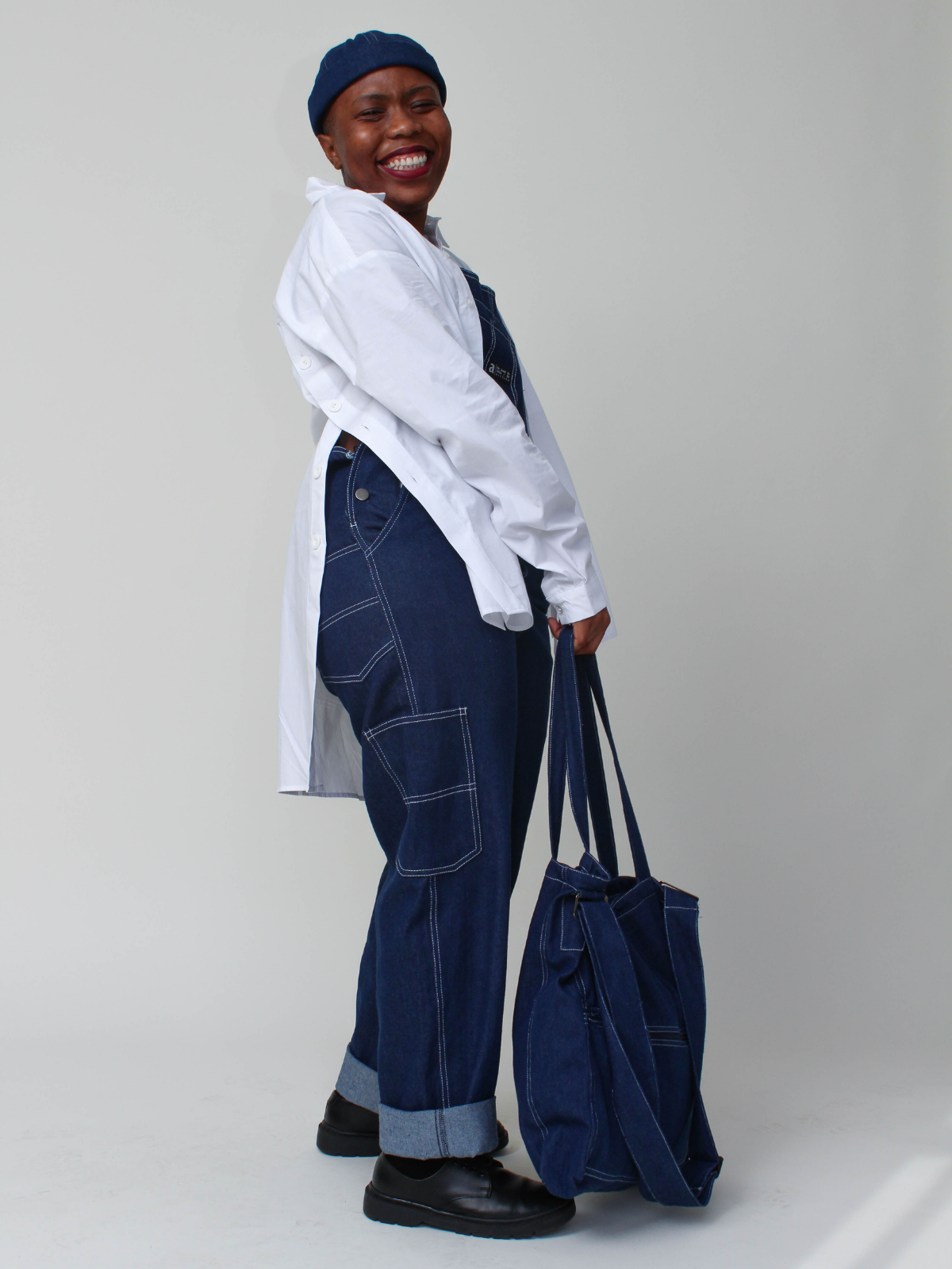 Topstitched Denim Bag