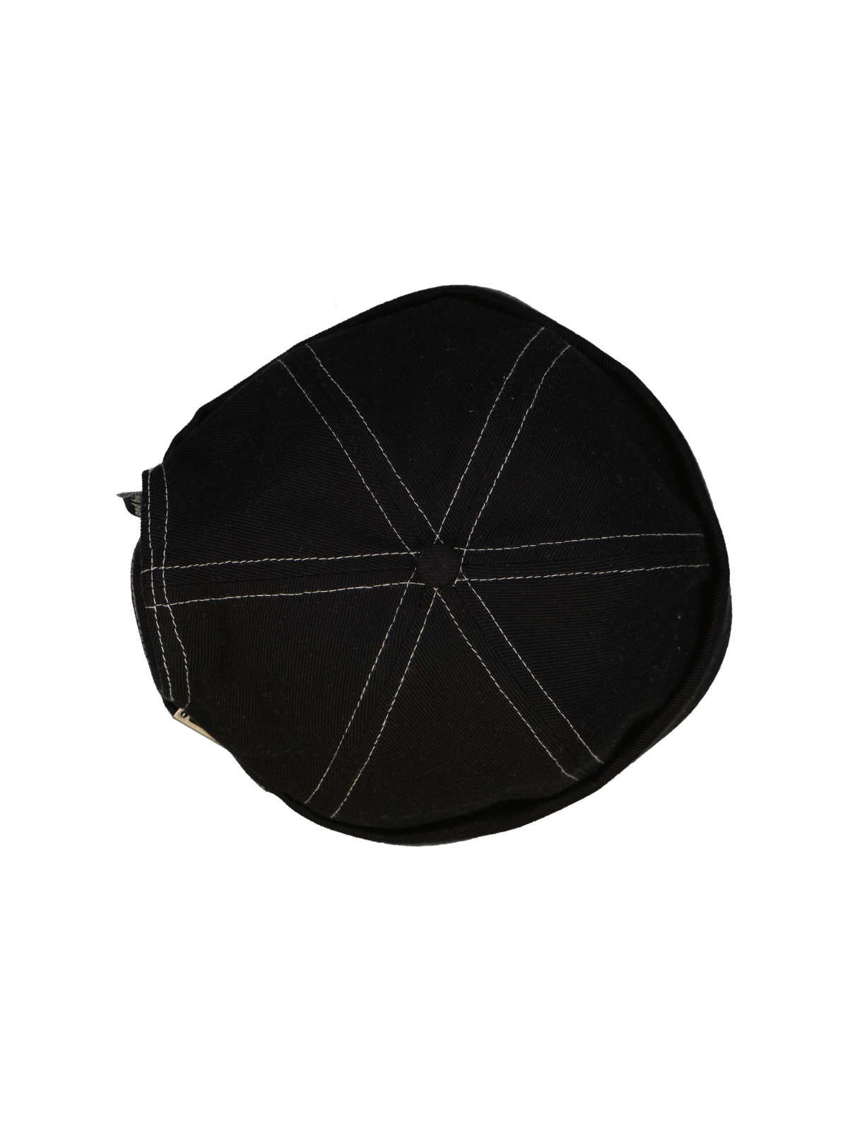 Topstitched Black Skull Cap