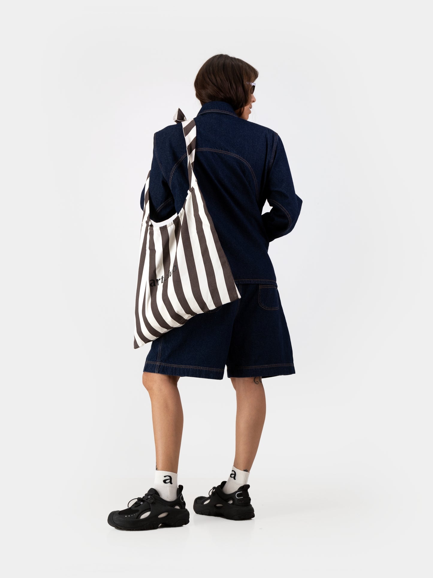 Stripe Tie Tote - Chocolate
