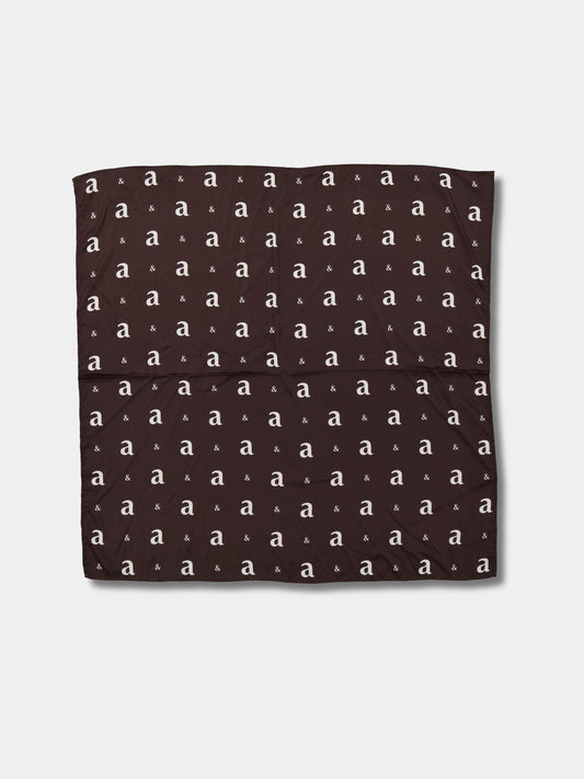 Monogram Satin Scarf - Chocolate
