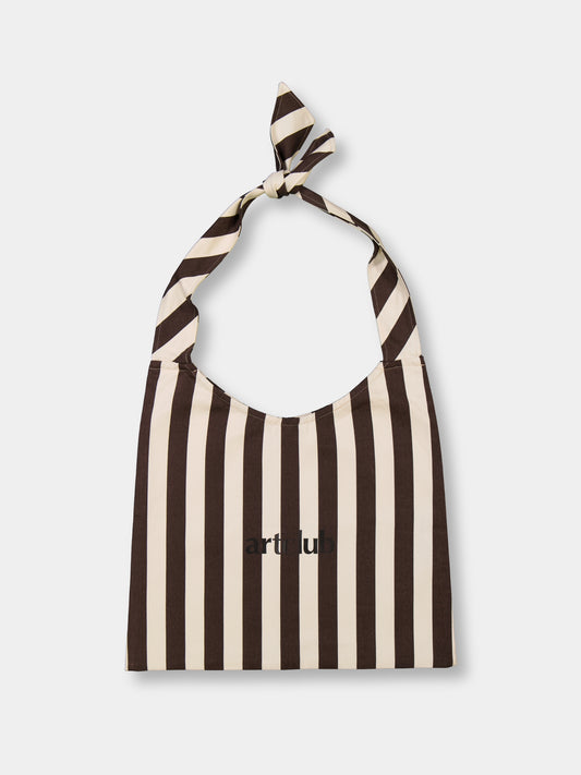Stripe Tie Tote - Chocolate