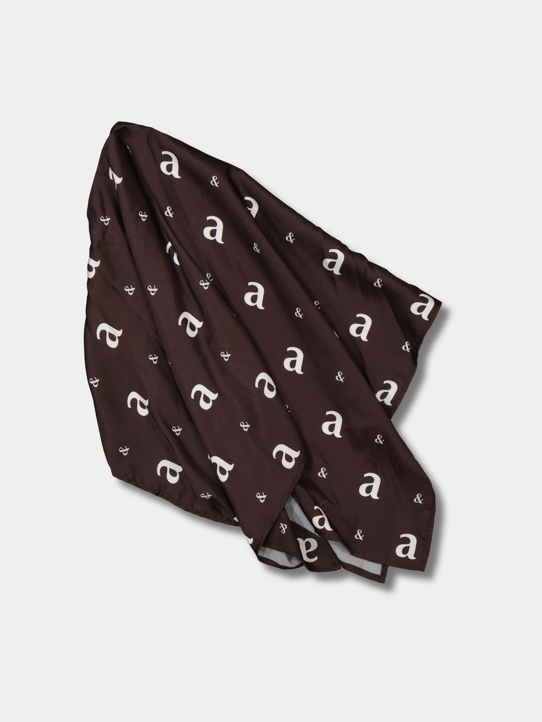 Monogram Satin Scarf - Chocolate