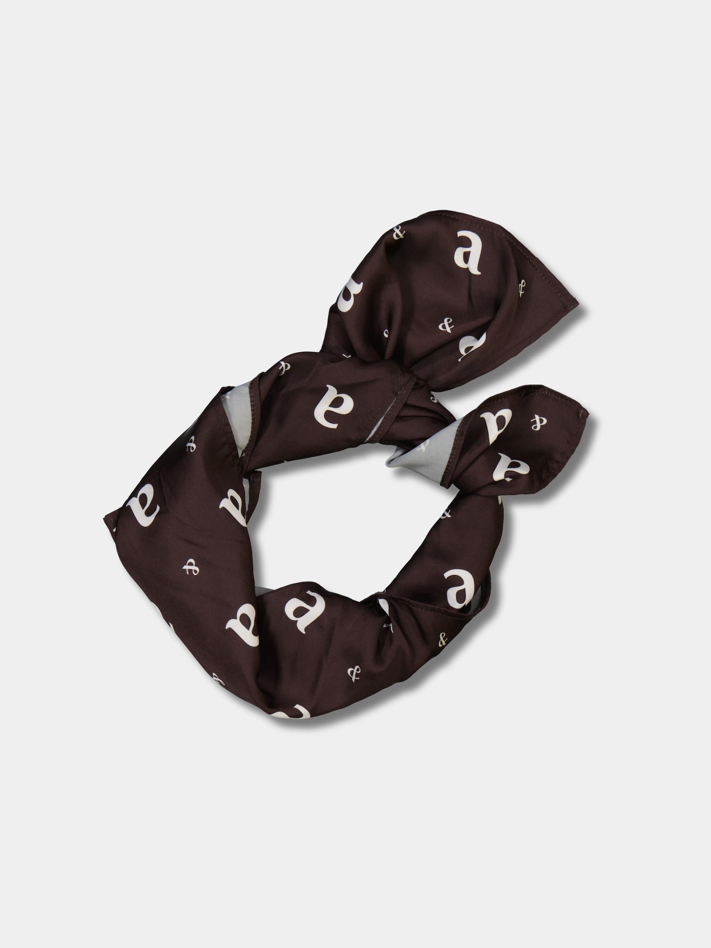 Monogram Satin Scarf - Chocolate