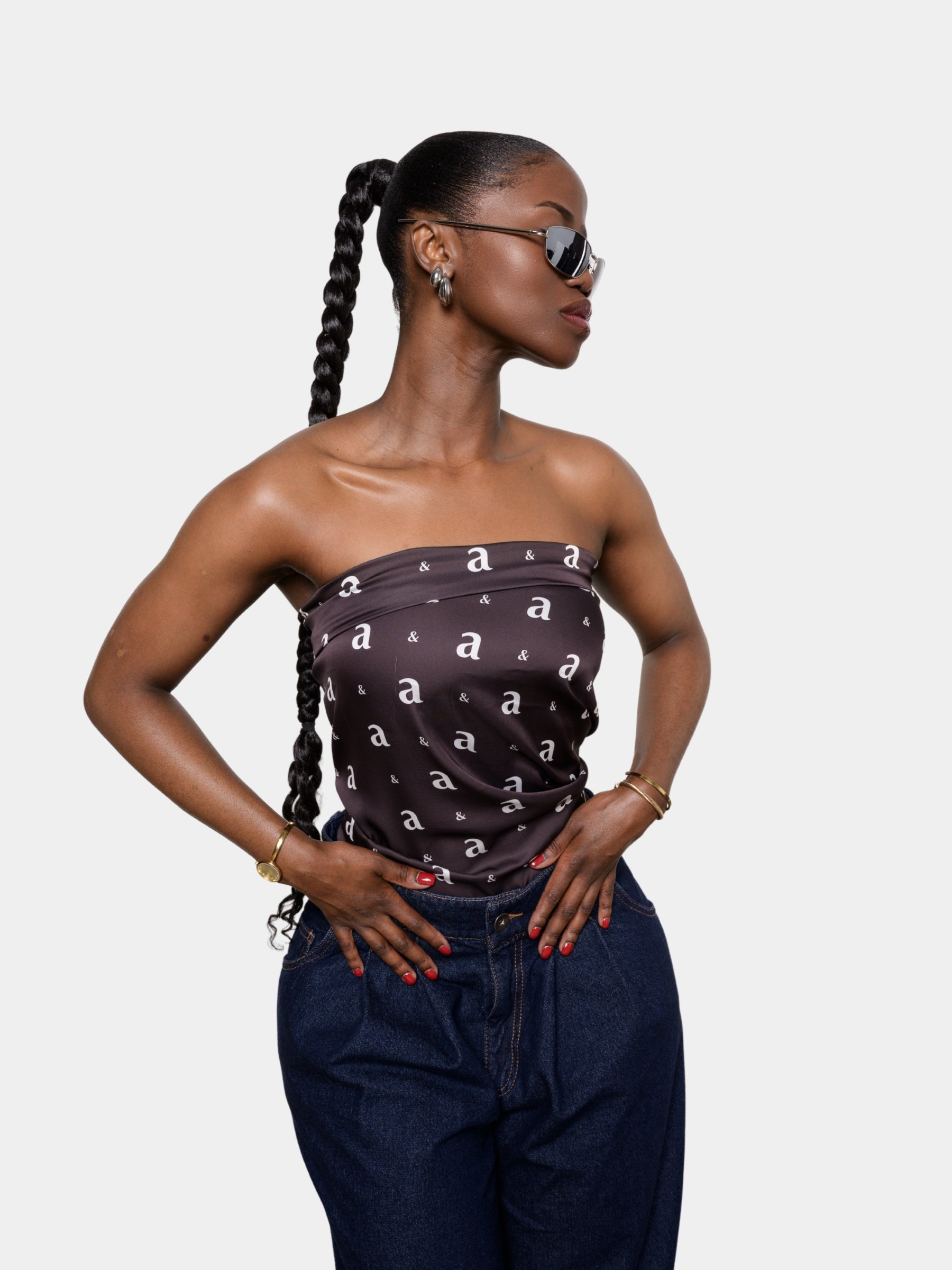 Monogram Satin Scarf - Chocolate