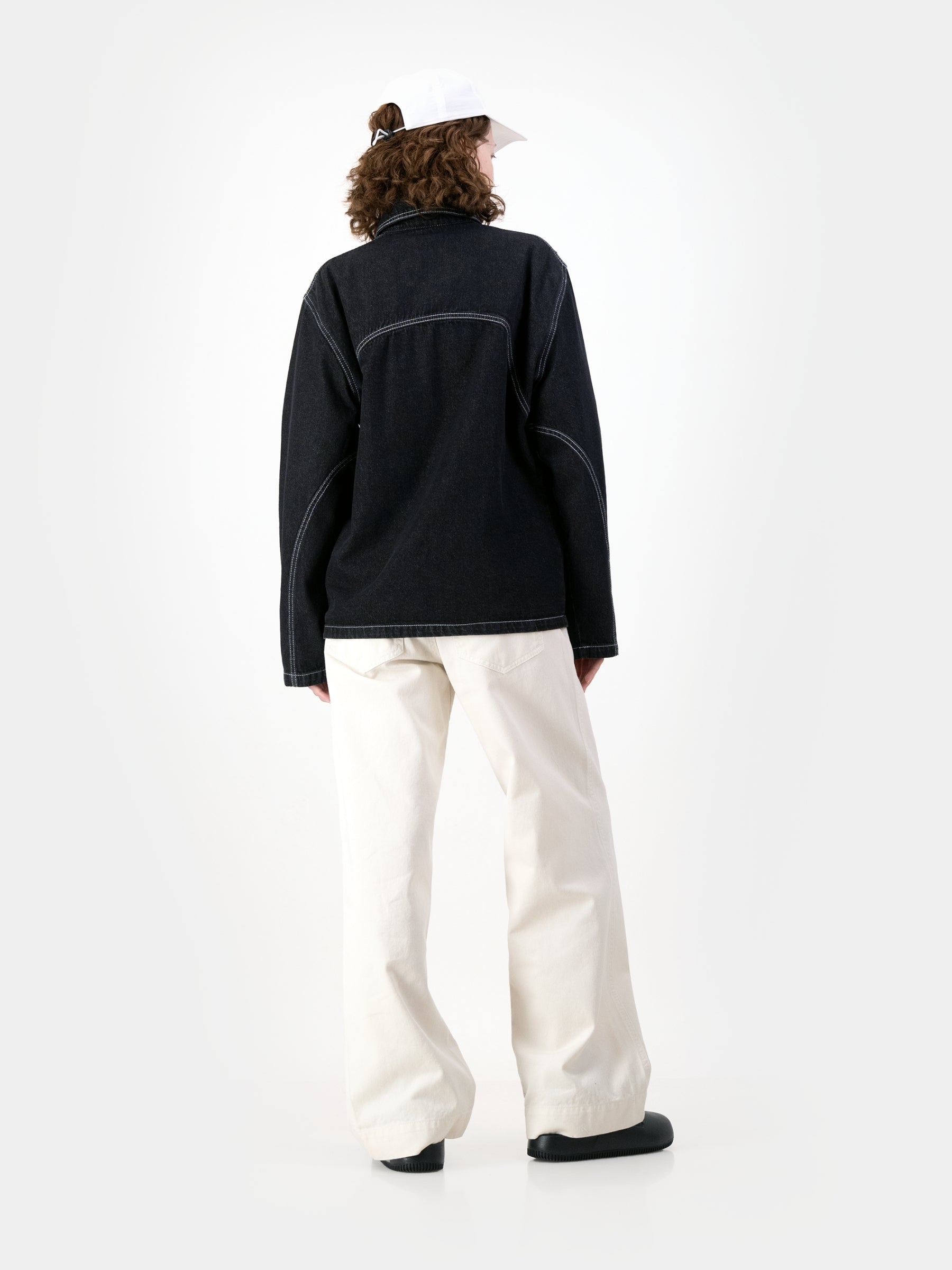Cropped Engineered Denim Jacket - Black