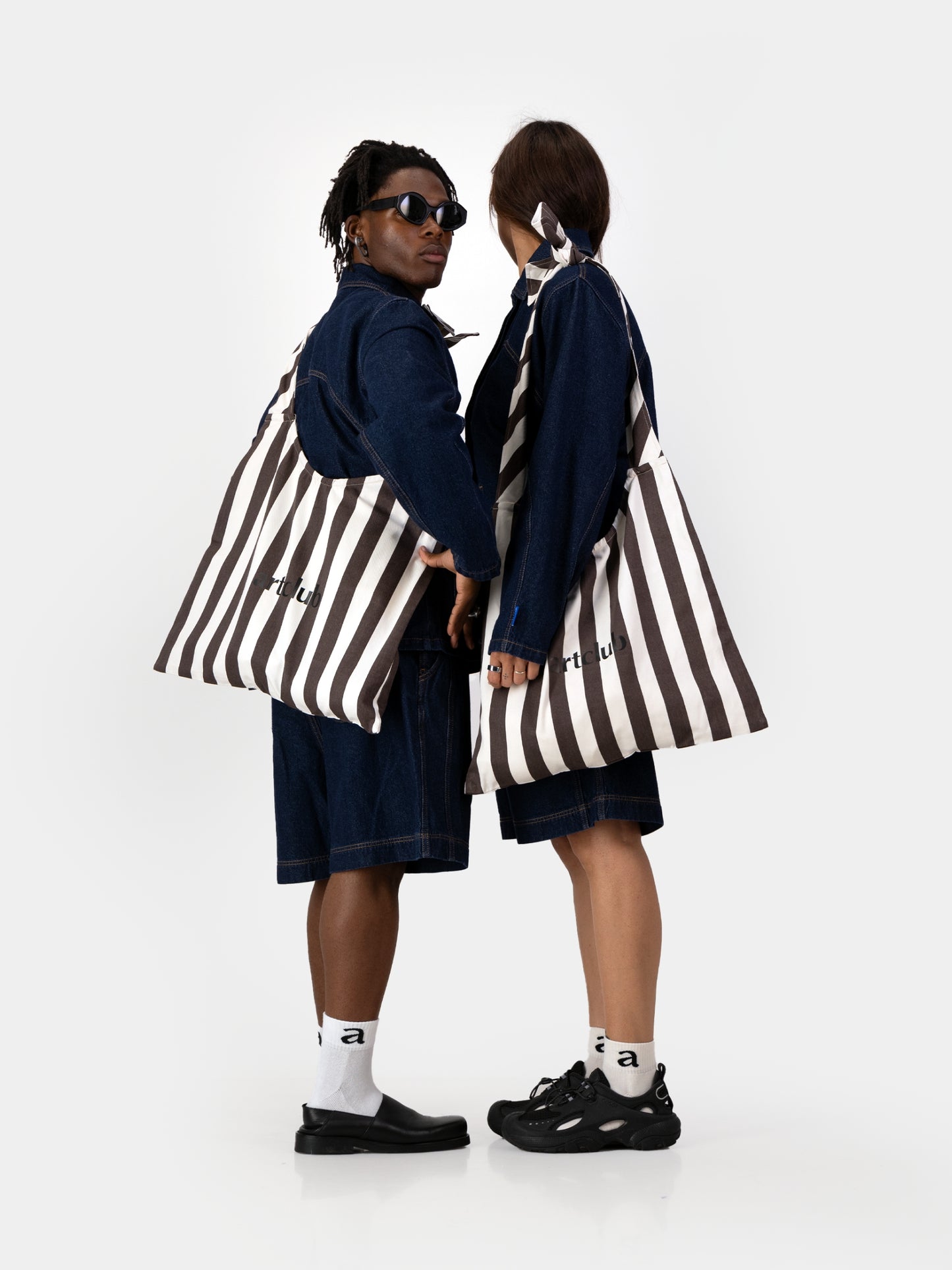 Stripe Tie Tote - Chocolate