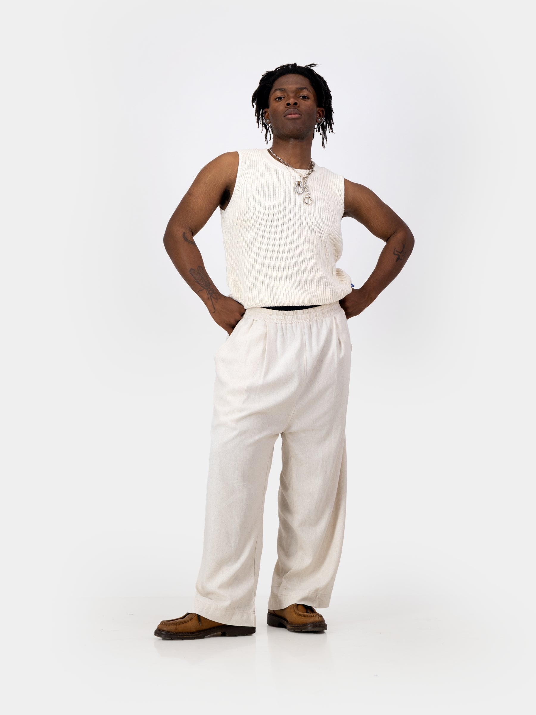Cropped Cocoon Pants - Linen