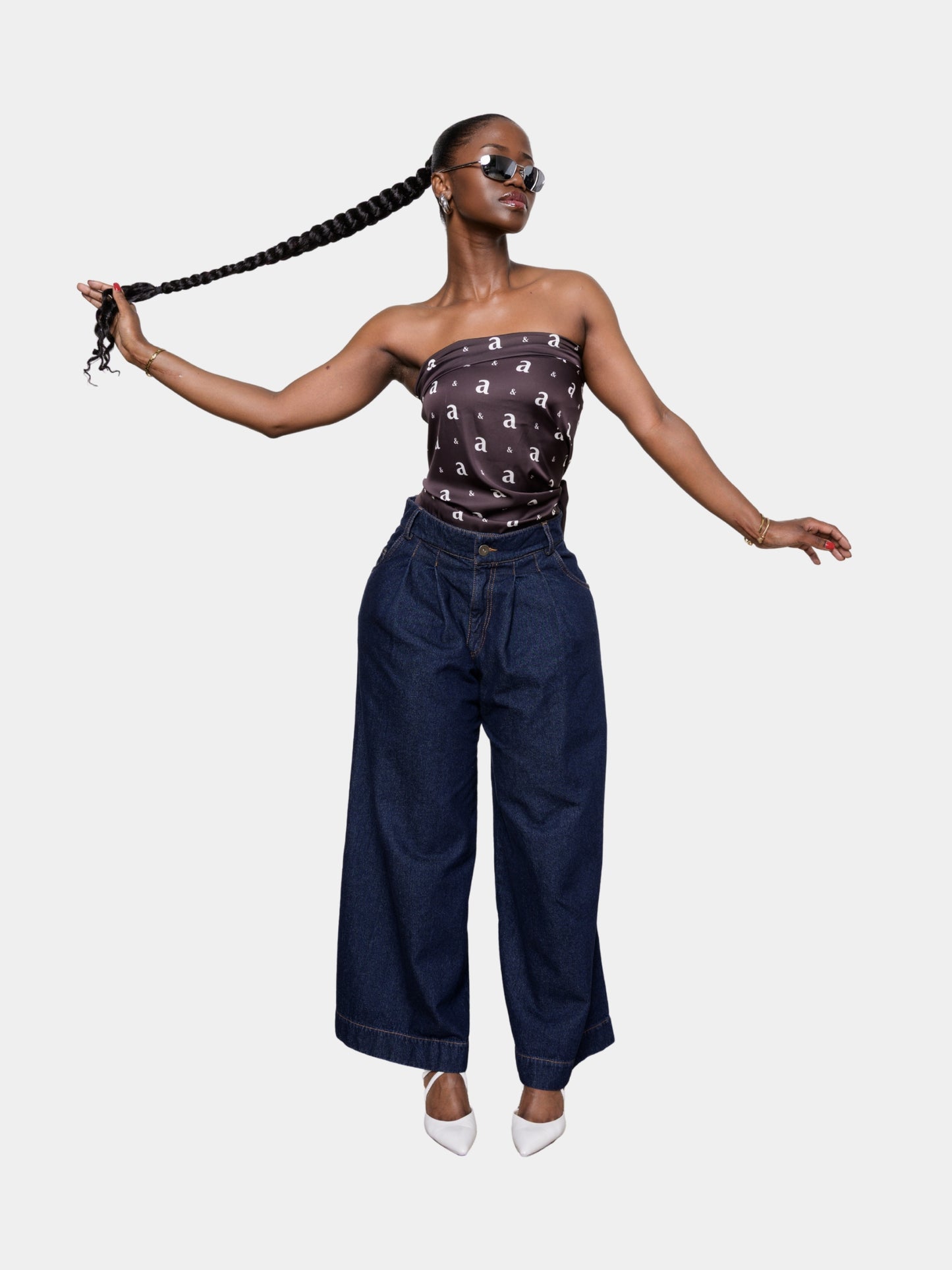 Monogram Satin Scarf - Chocolate