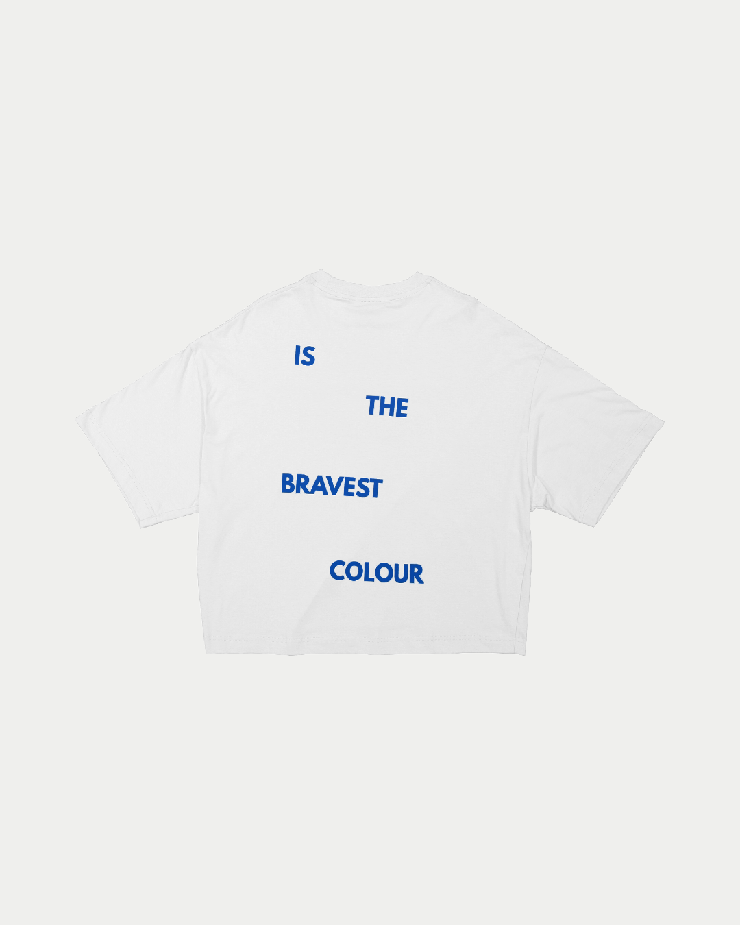 Blue Wide Crop Tee - White