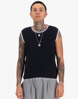 Knitwear Vest - Black with cream edge