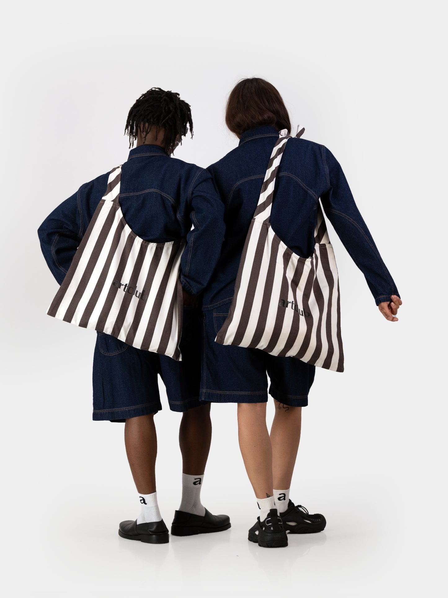 Stripe Tie Tote - Chocolate