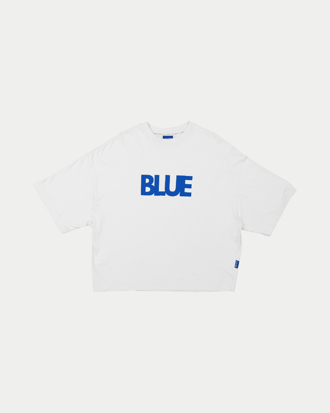 Blue Wide Crop Tee - White