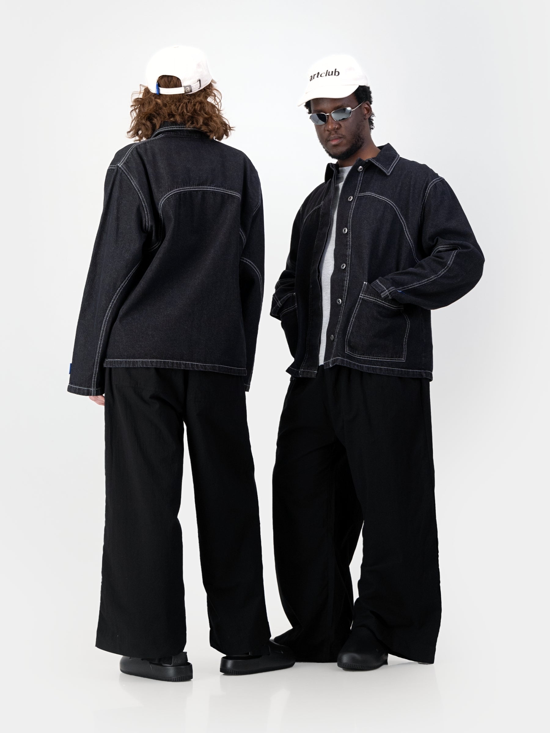 Cropped Engineered Denim Jacket - Black