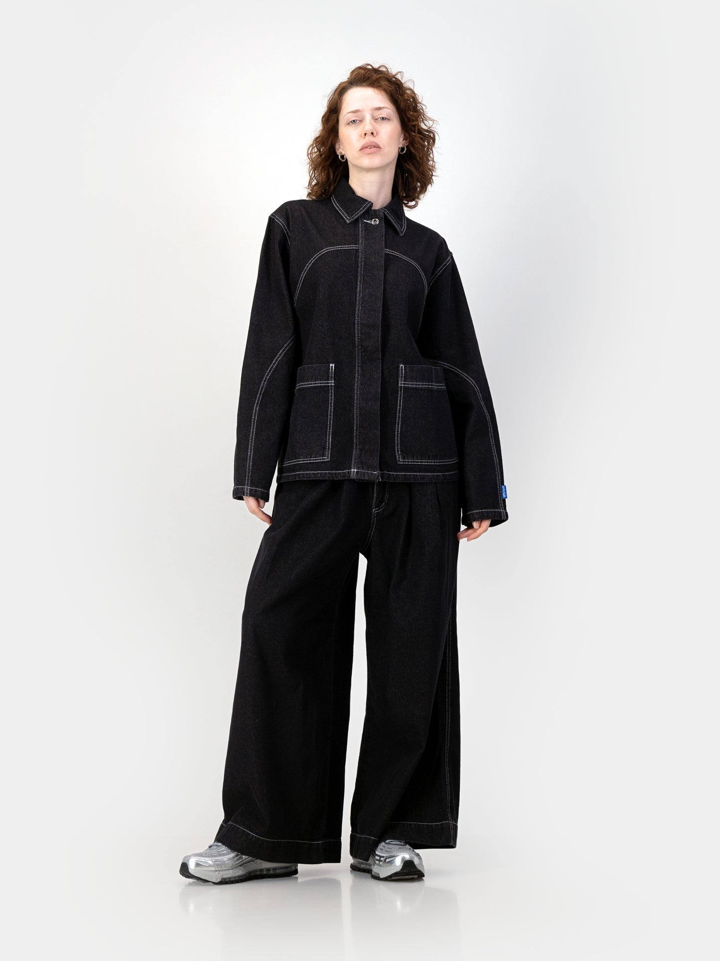 Cropped Engineered Denim Jacket - Black