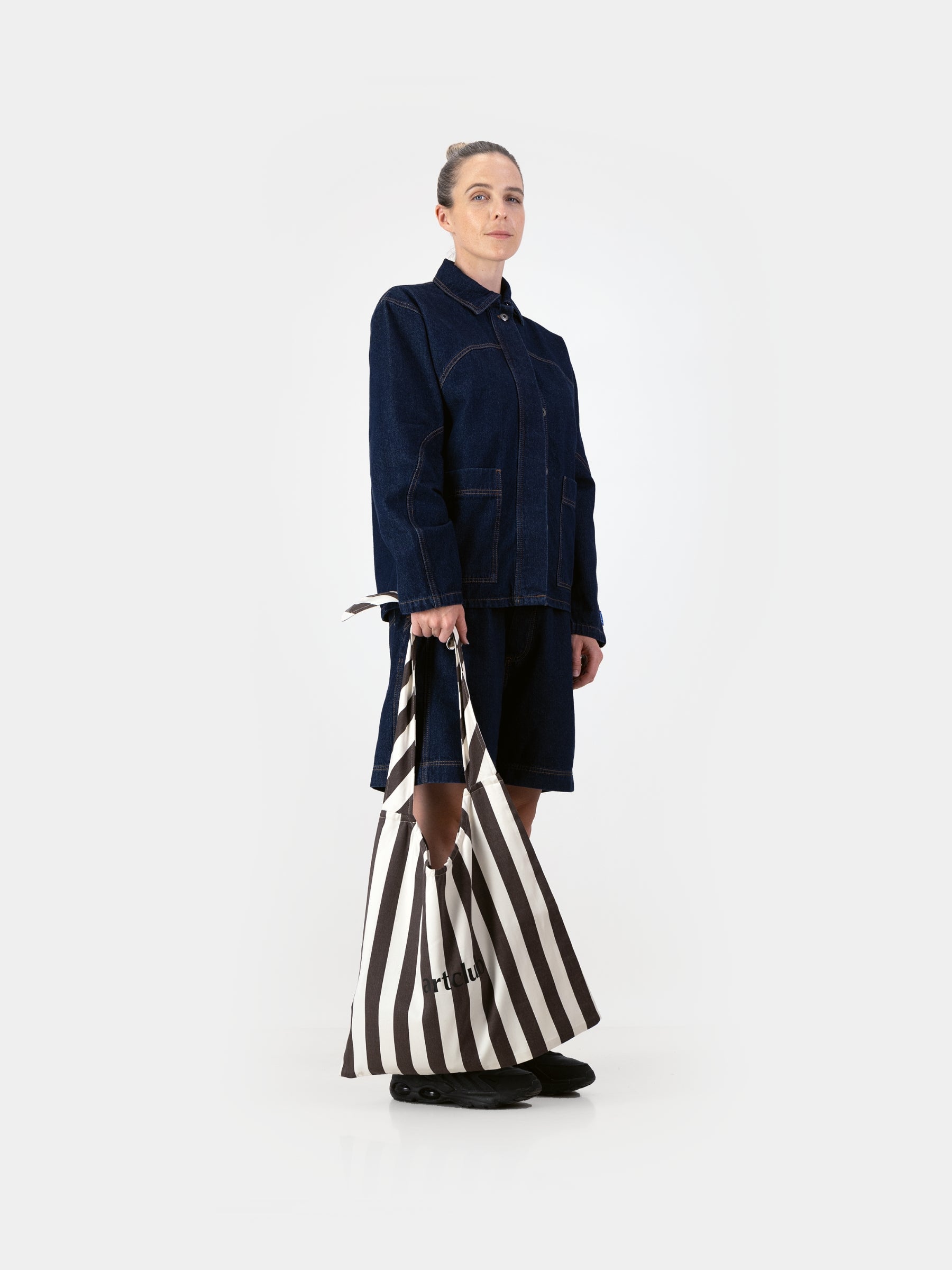 Stripe Tie Tote - Chocolate