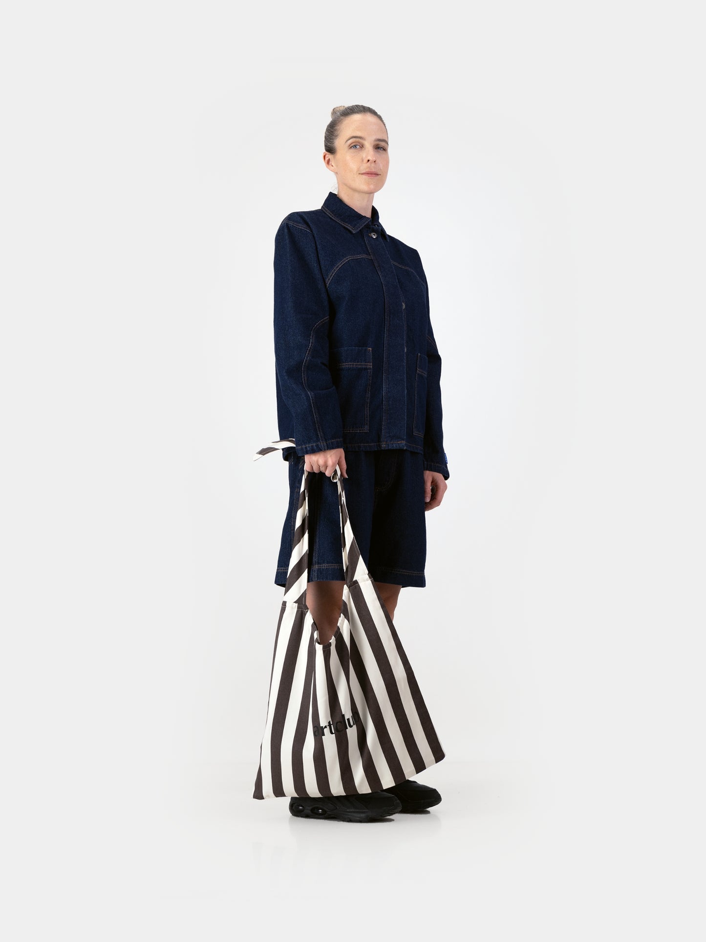 Stripe Tie Tote - Chocolate
