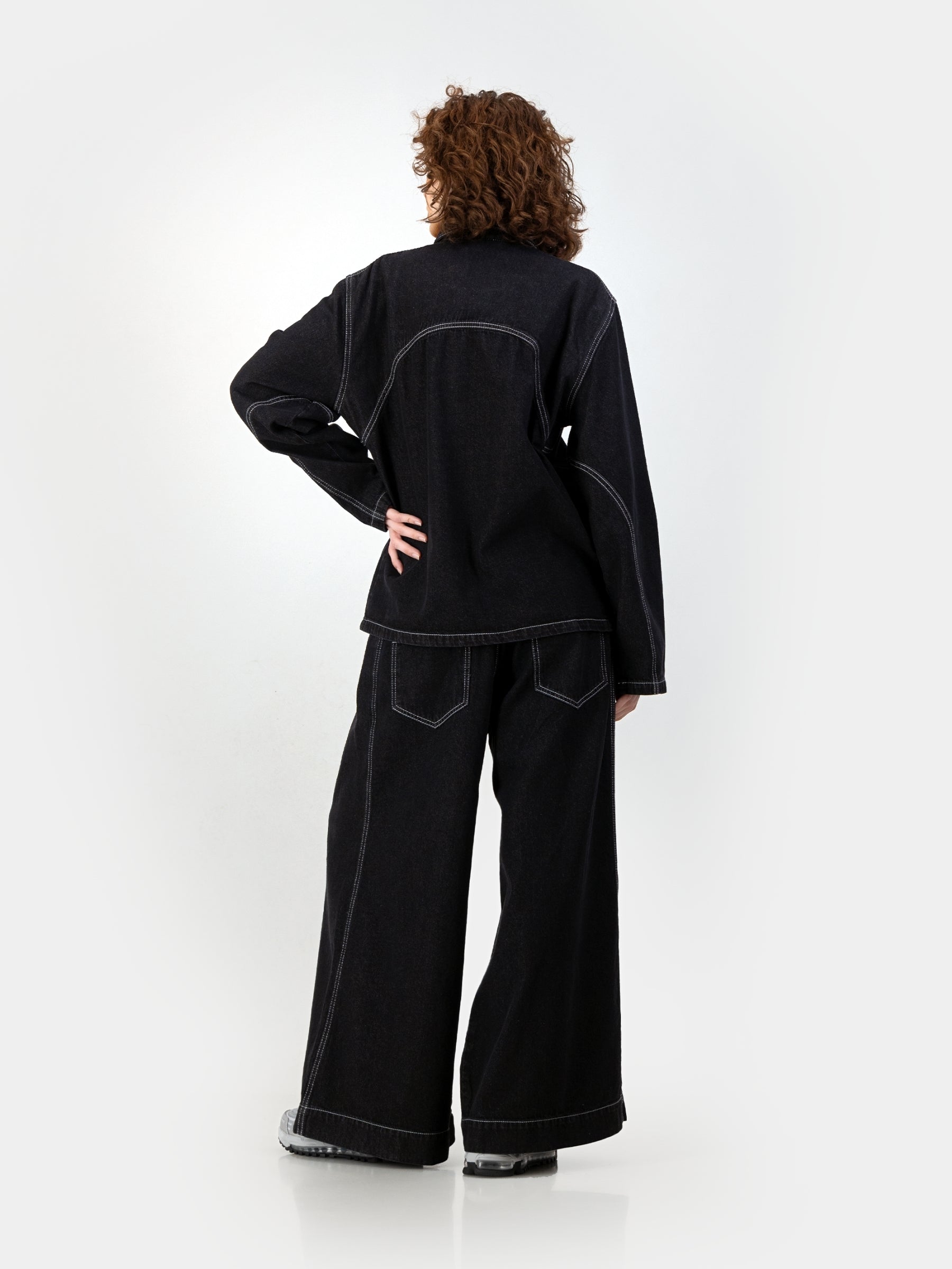 Cropped Engineered Denim Jacket - Black