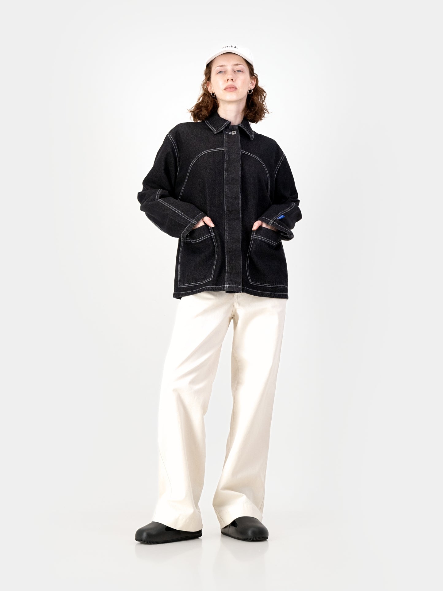 Cropped Engineered Denim Jacket - Black