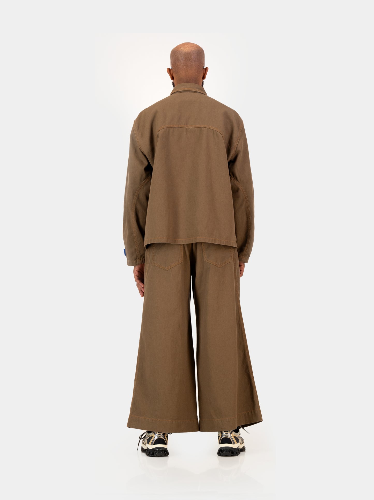 Cropped Engineered Denim Jacket - Brown