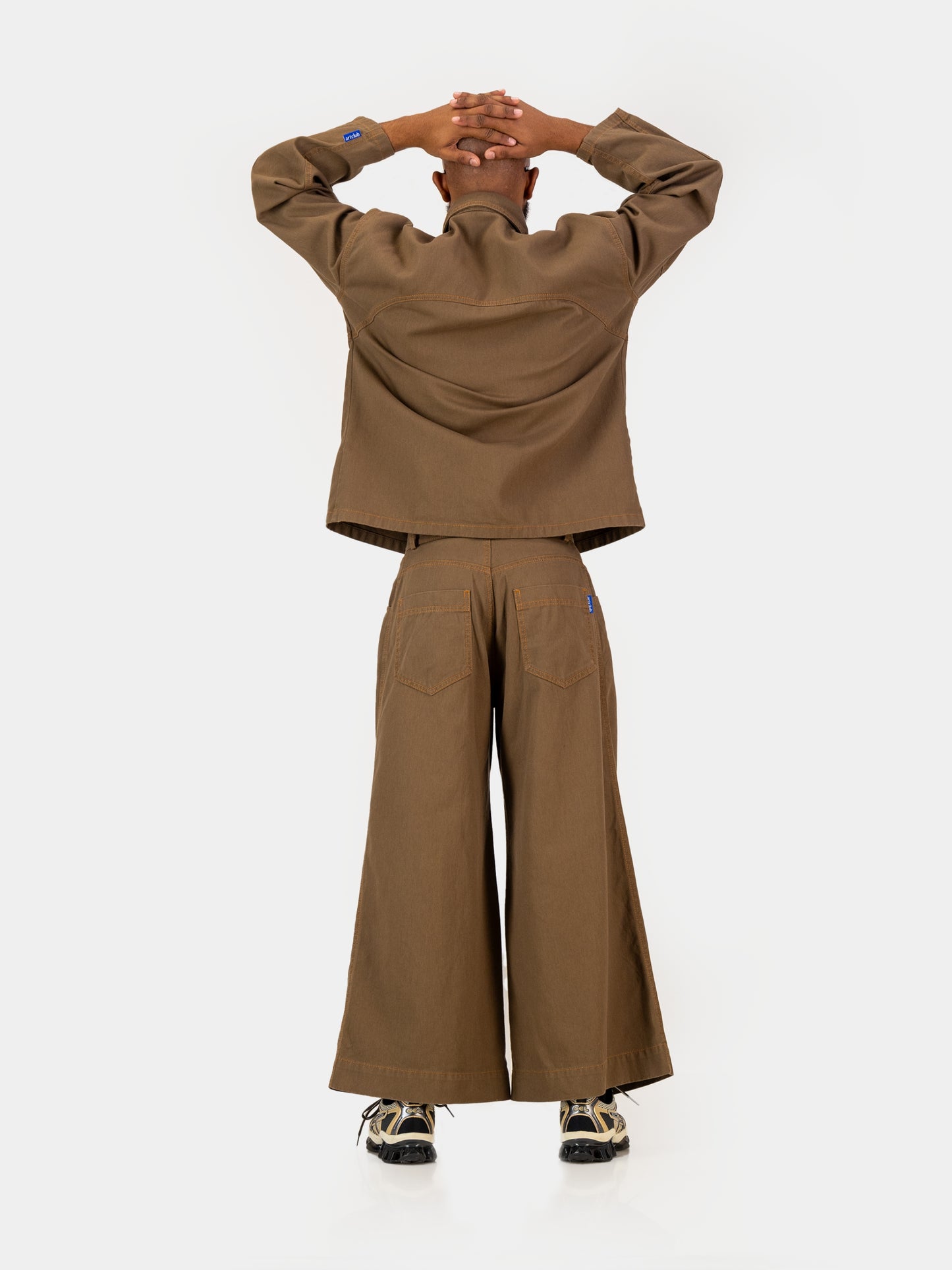 Cropped Engineered Denim Jacket - Brown