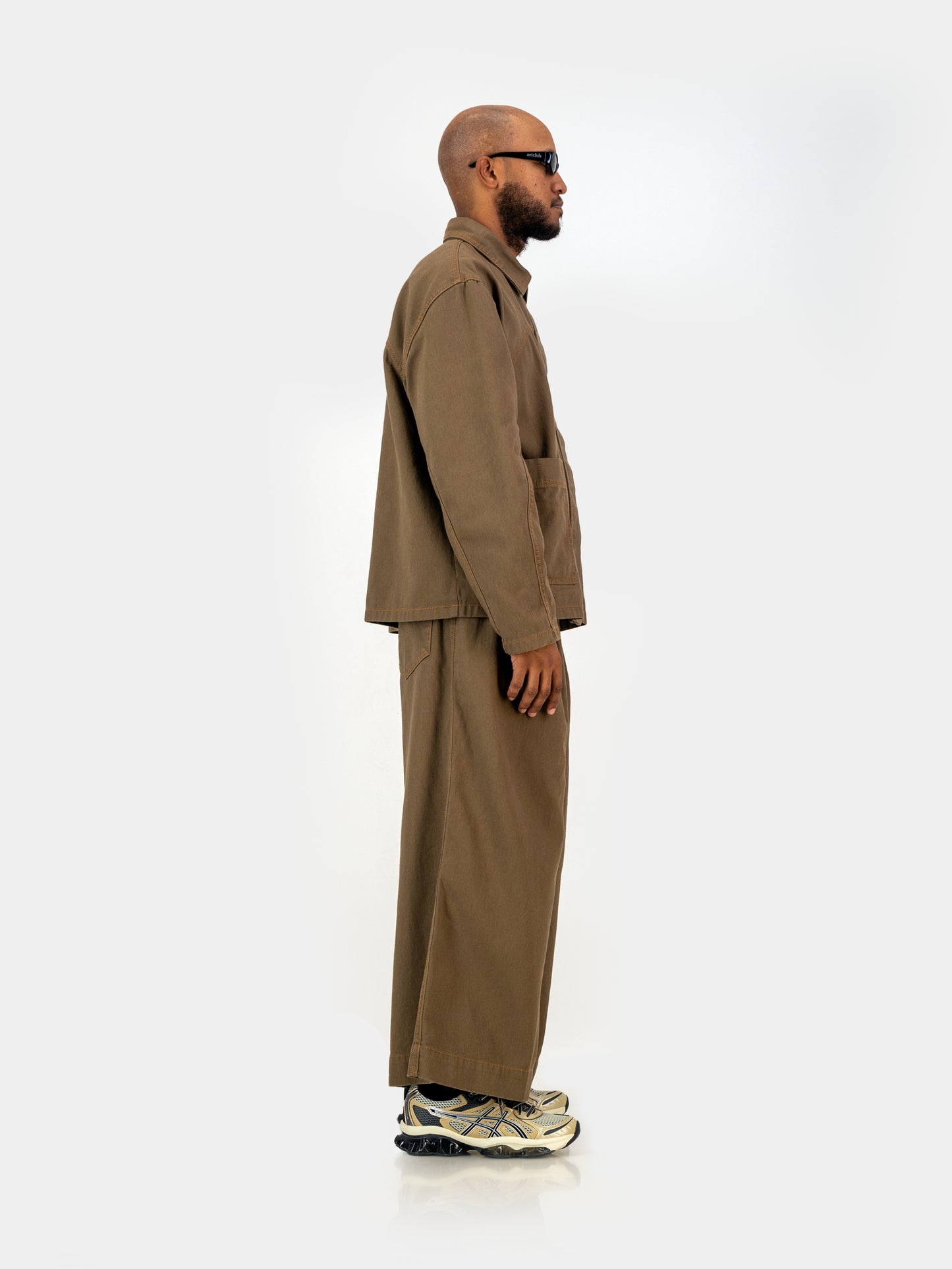 Cropped Engineered Denim Jacket - Brown