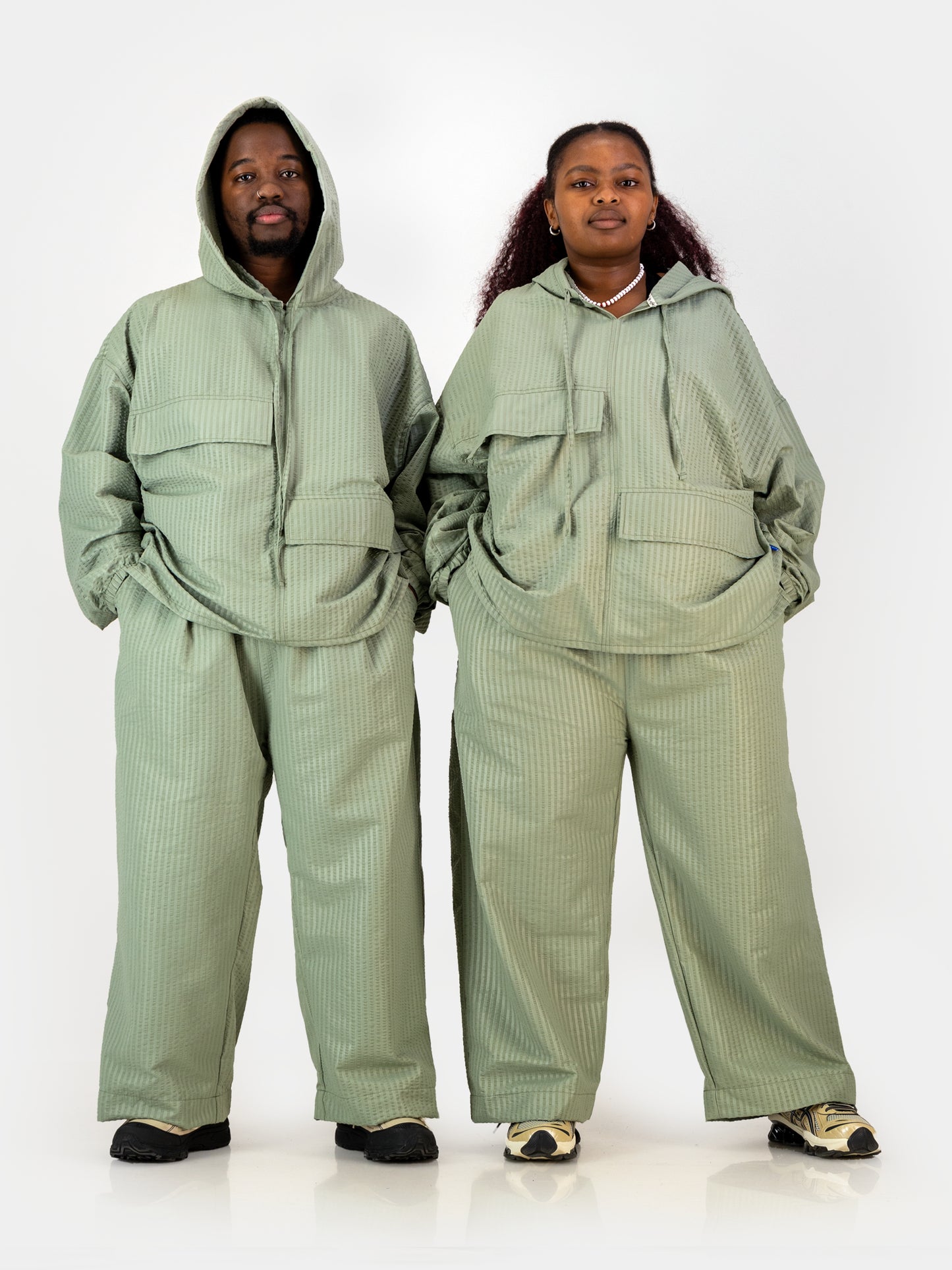 Cropped Seersucker Pants - Sage