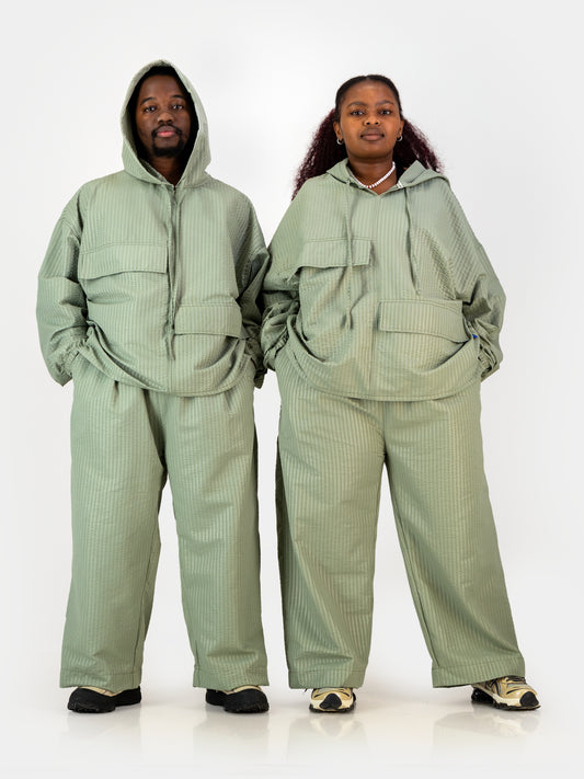 Cropped Seersucker Pants - Sage