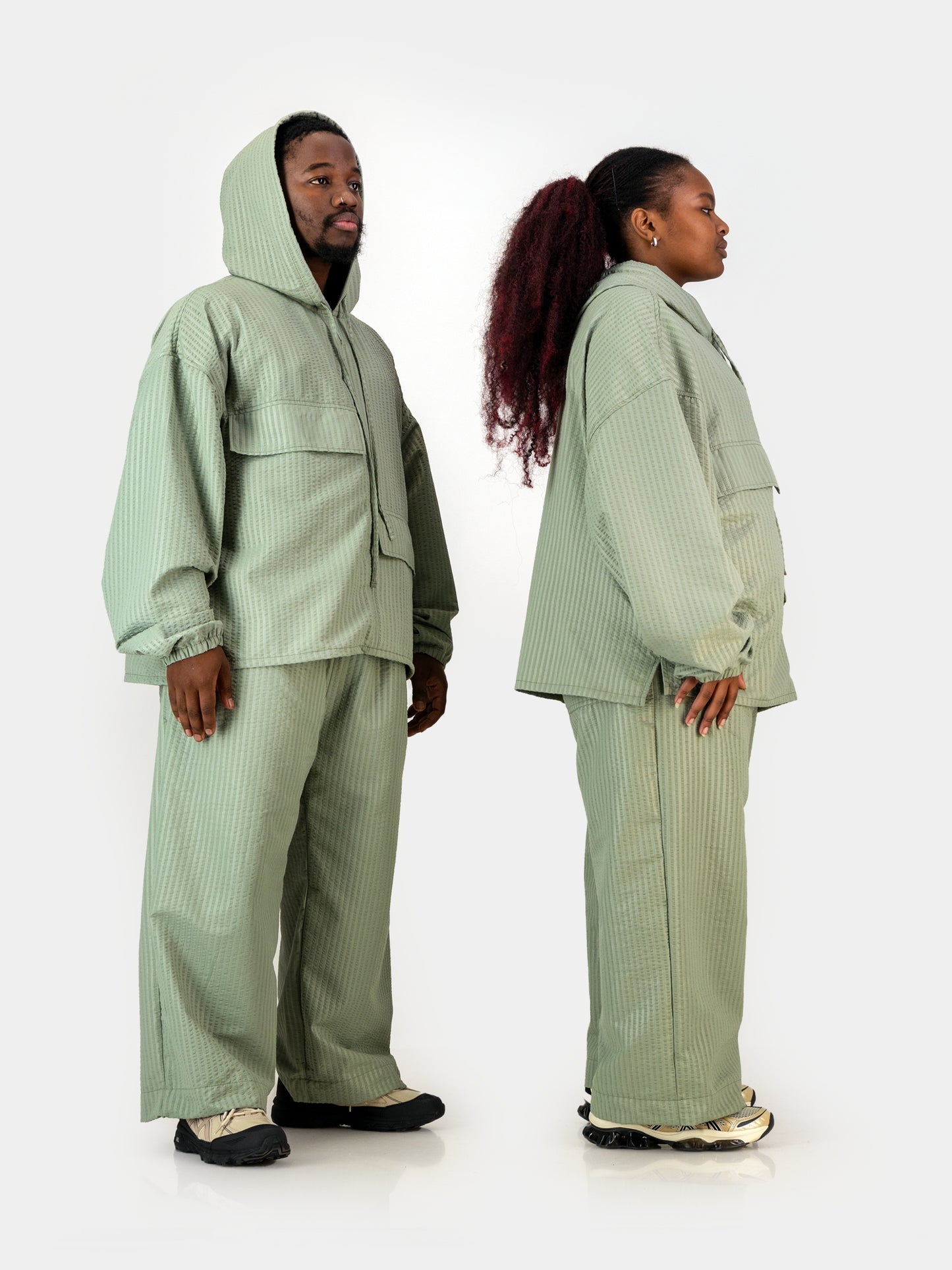 Cropped Seersucker Pants - Sage