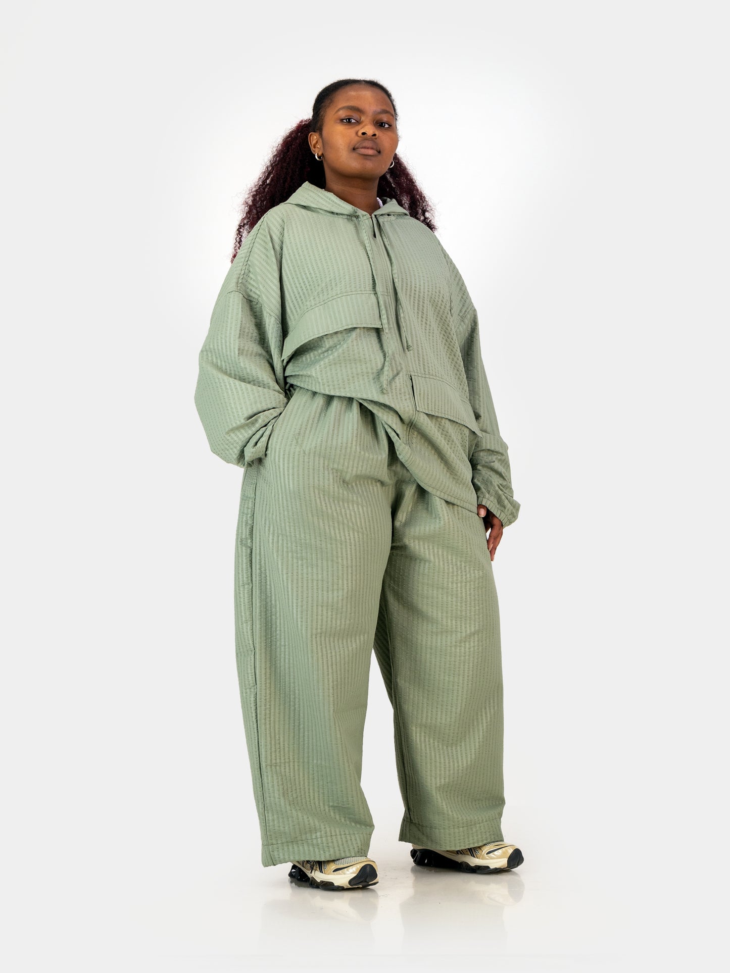 Cropped Seersucker Pants - Sage