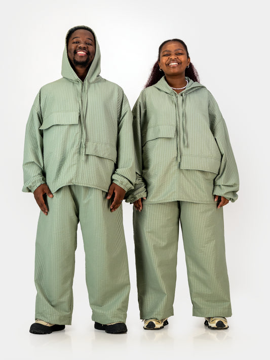 Seersucker Studio Hoodie - Sage
