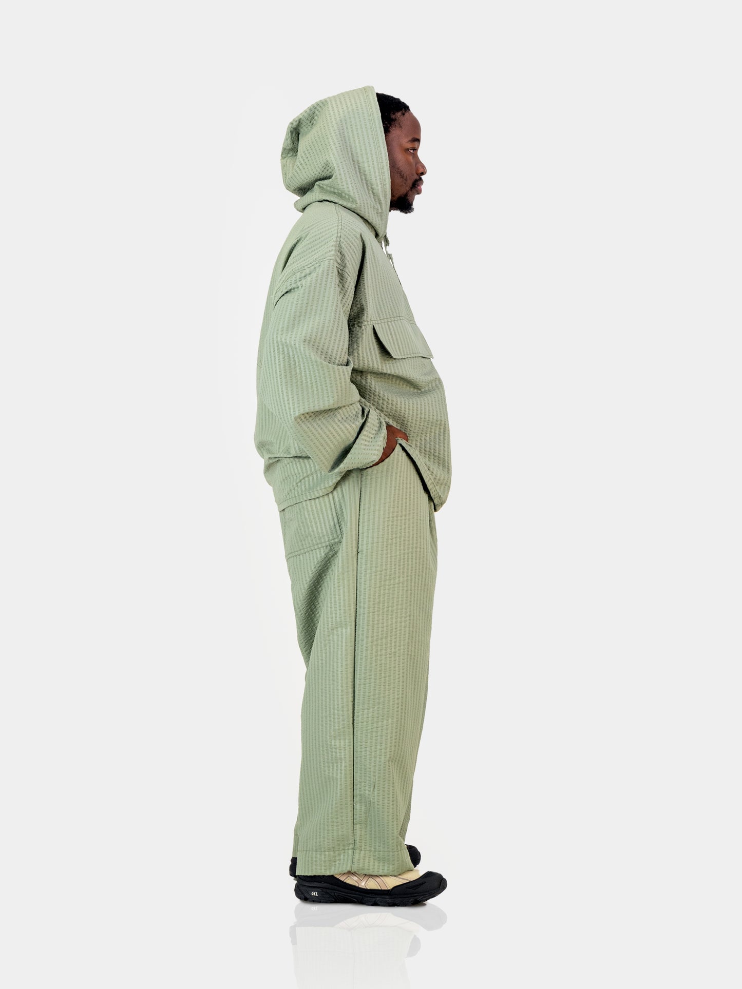 Seersucker Studio Hoodie - Sage