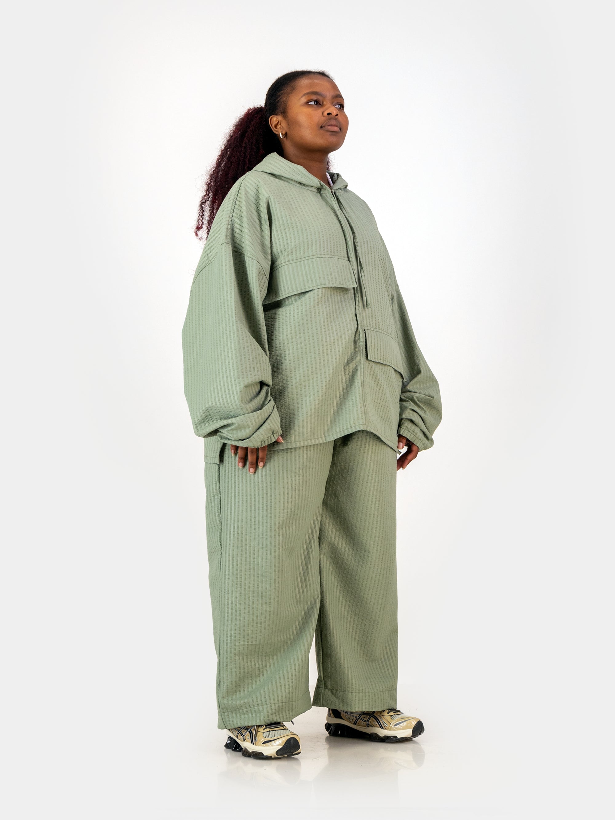 Seersucker Studio Hoodie - Sage