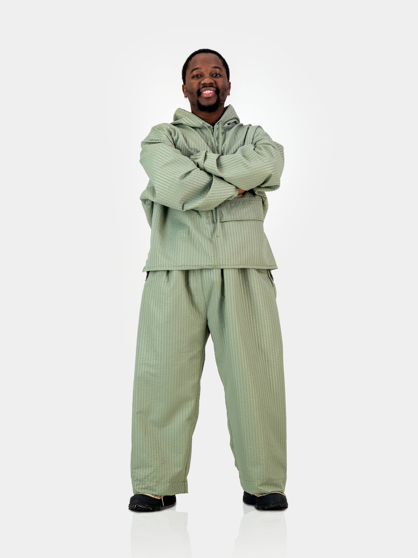 Seersucker Studio Hoodie - Sage