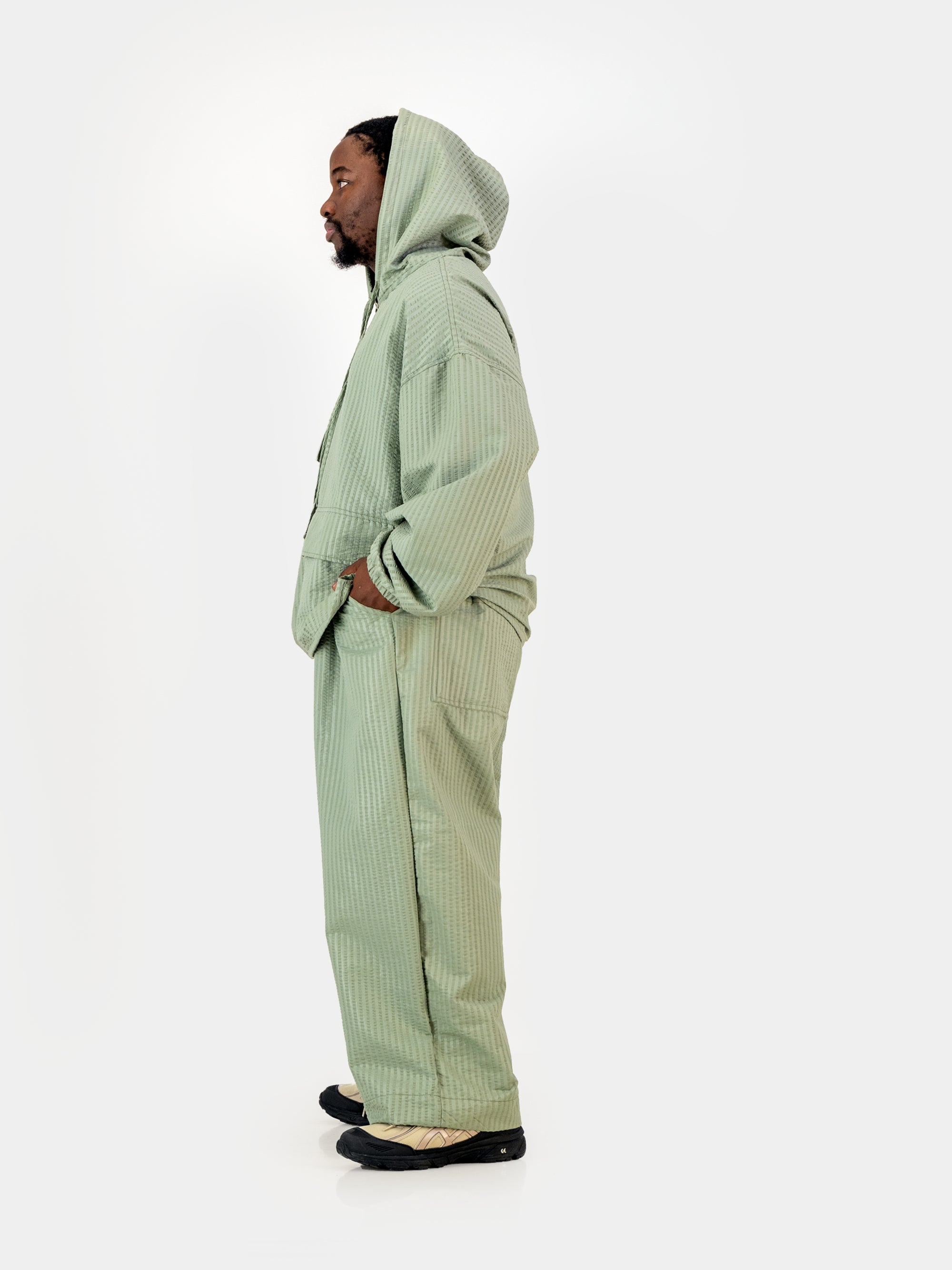 Seersucker Studio Hoodie - Sage