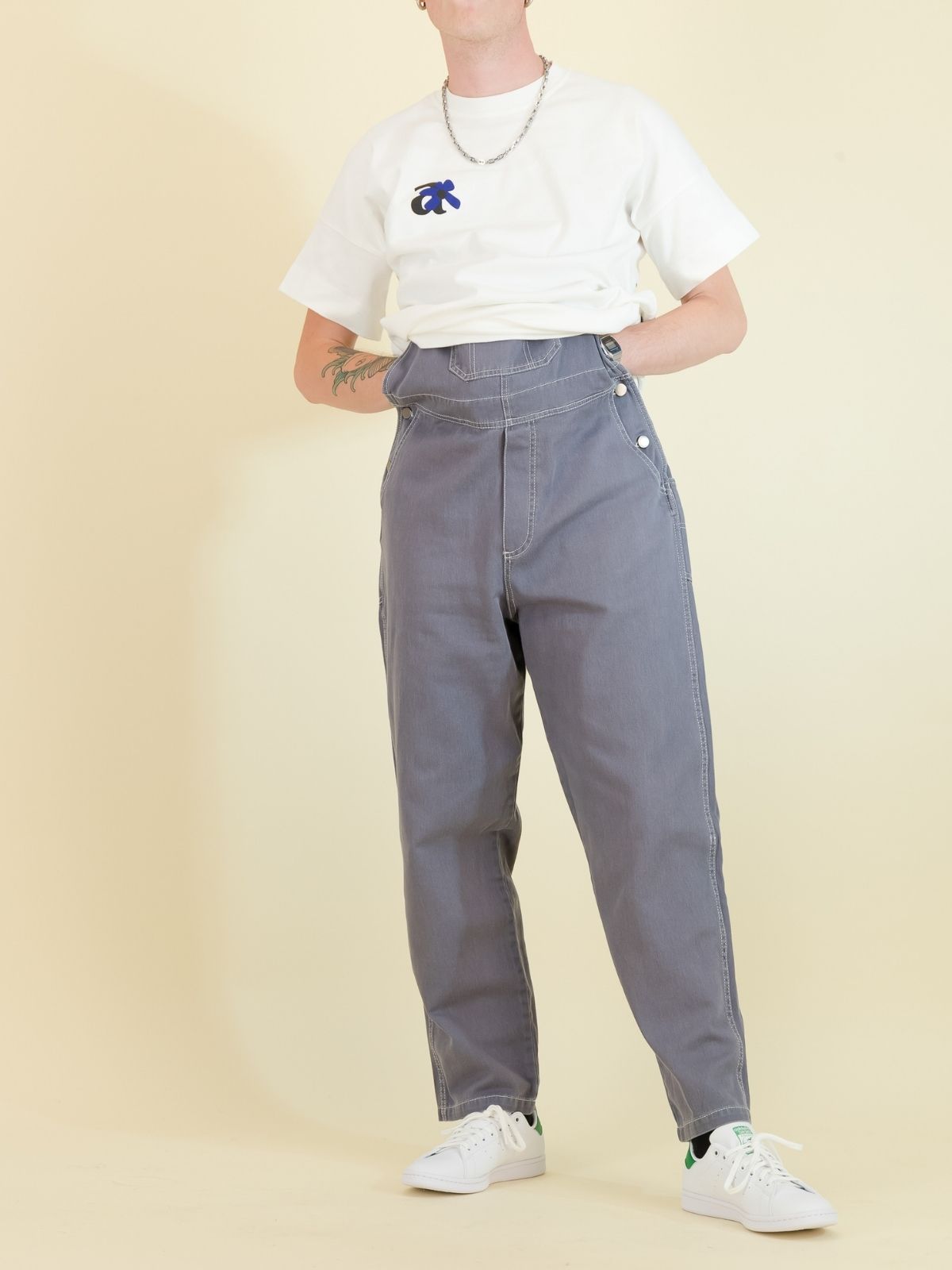 Mileage Topstitched Grey Dungaree